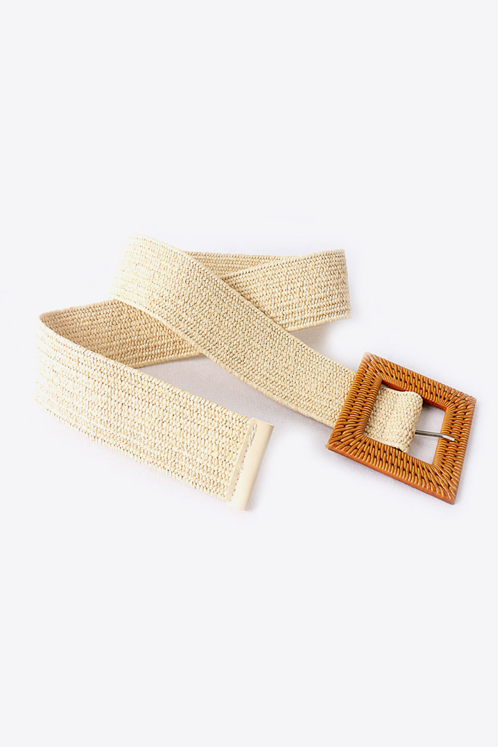 square buckle elastic braid belt