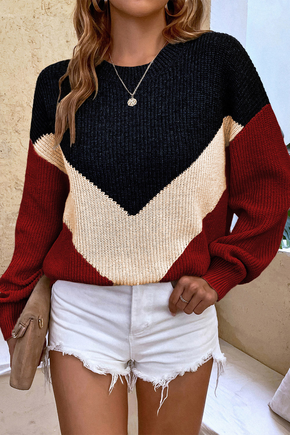 round neck dropped shoulder sweater