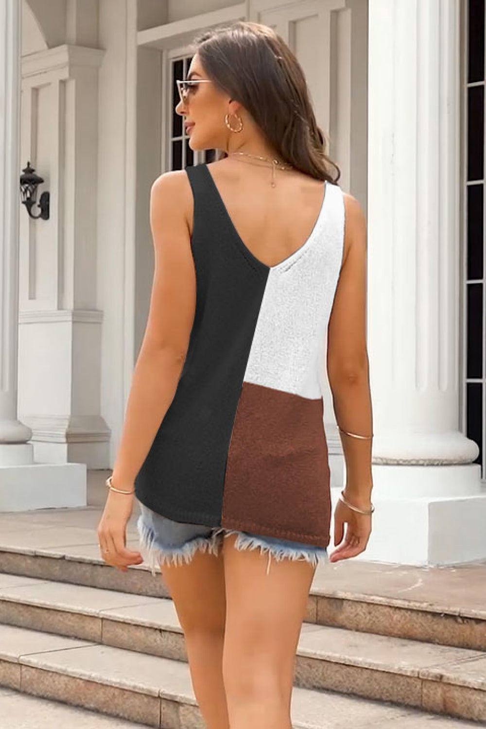 color block knit tank