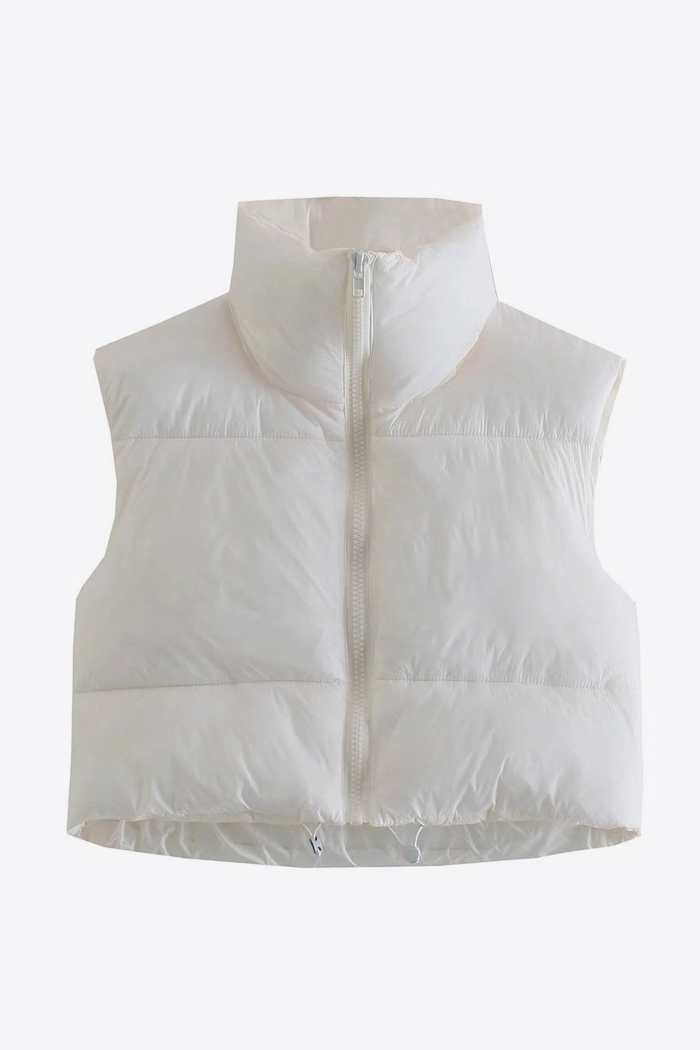 zip-up drawstring puffer vest