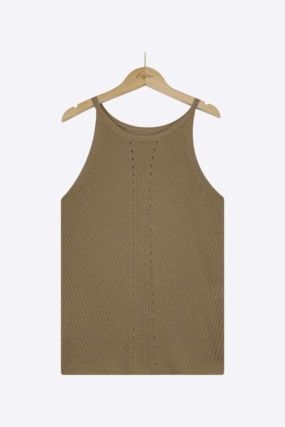 openwork grecian neck knit tank top