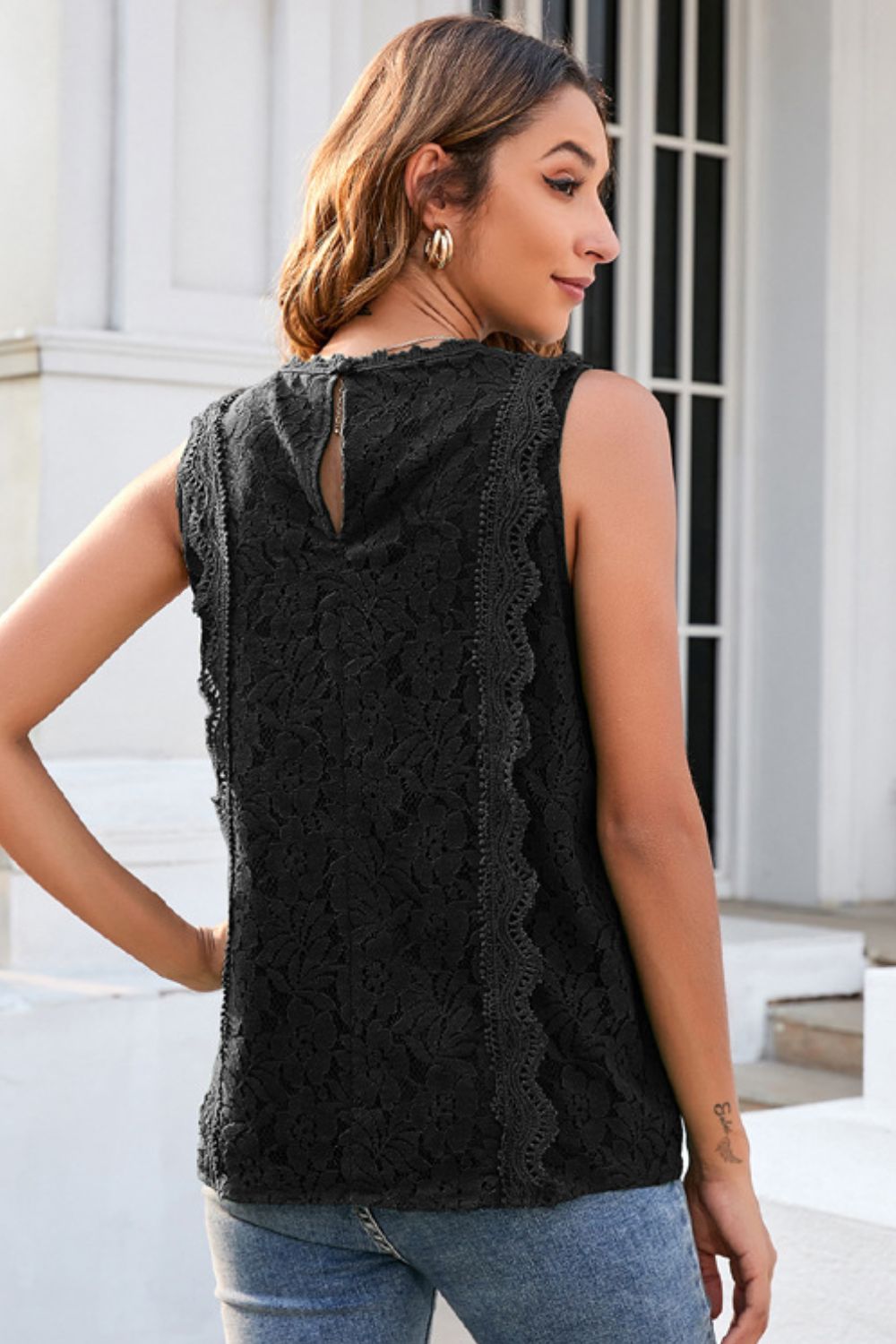 lace v-neck tank