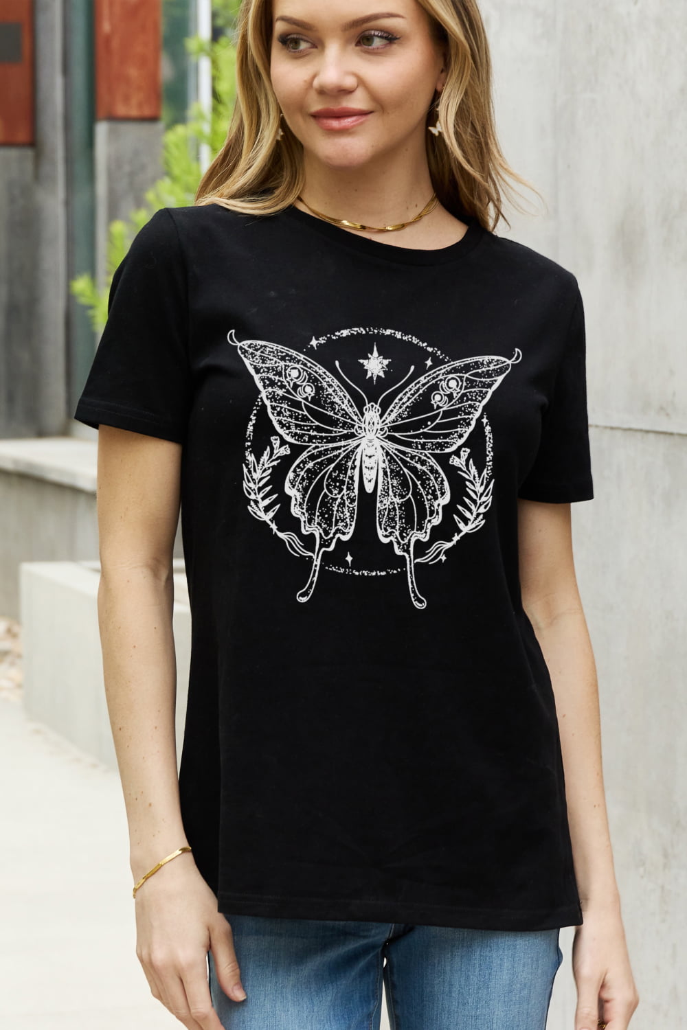 simply love simply love full size butterfly graphic cotton tee