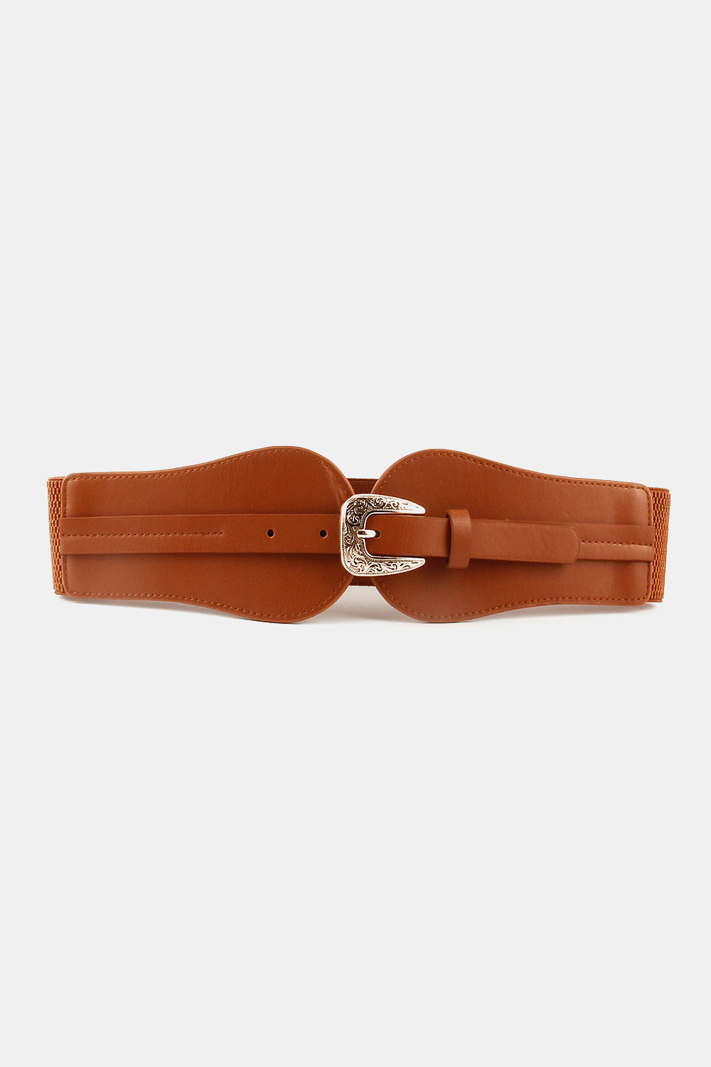 wide elastic belt with alloy buckle