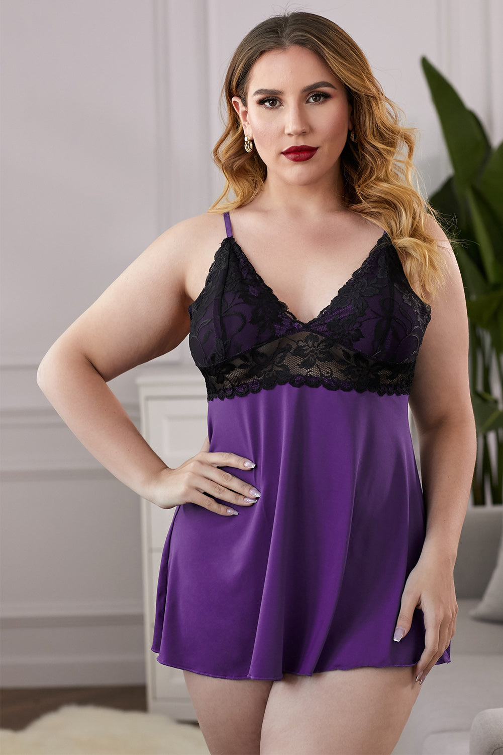 lace see-through plus size chemise