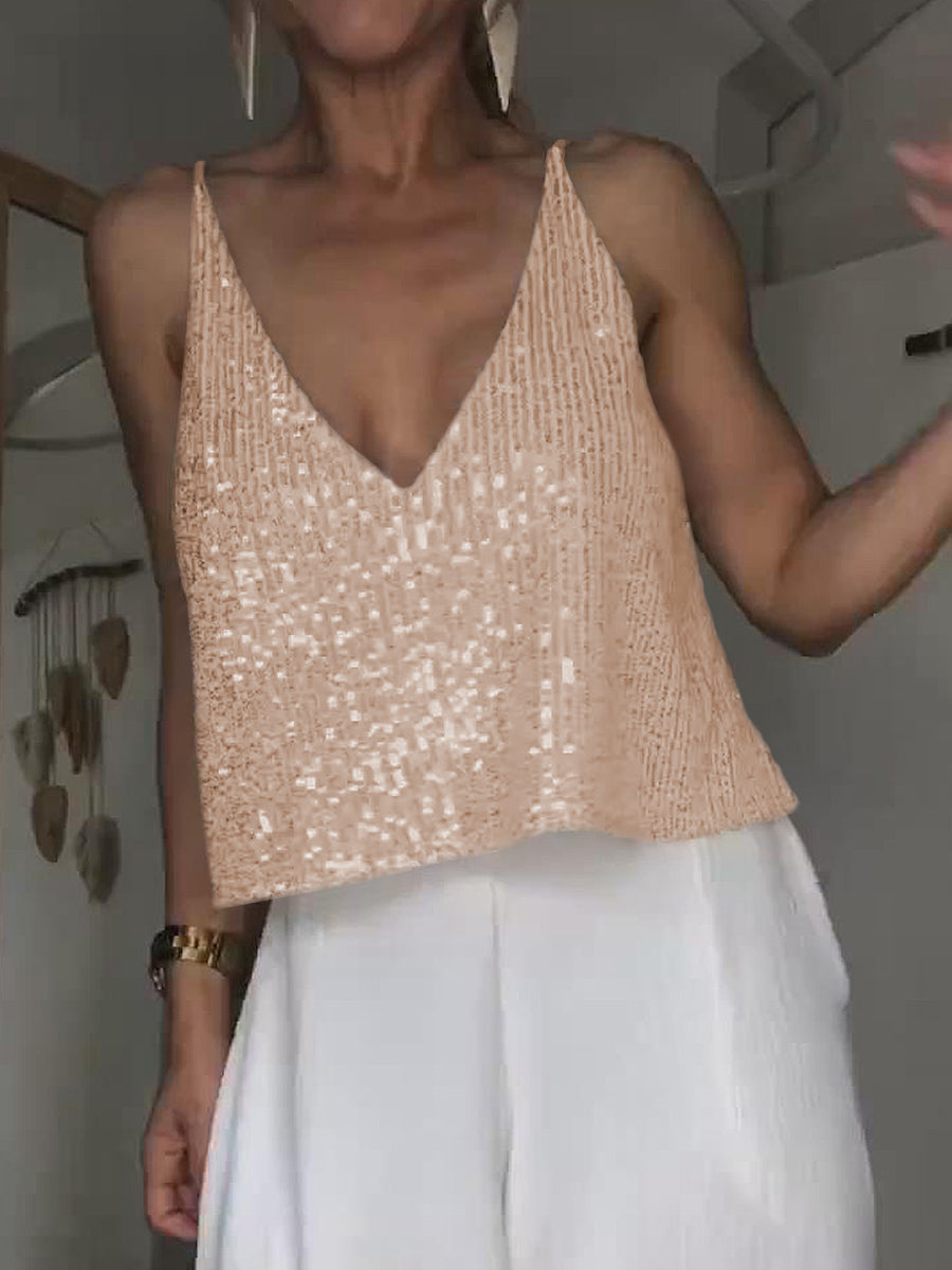 sequin deep v tank