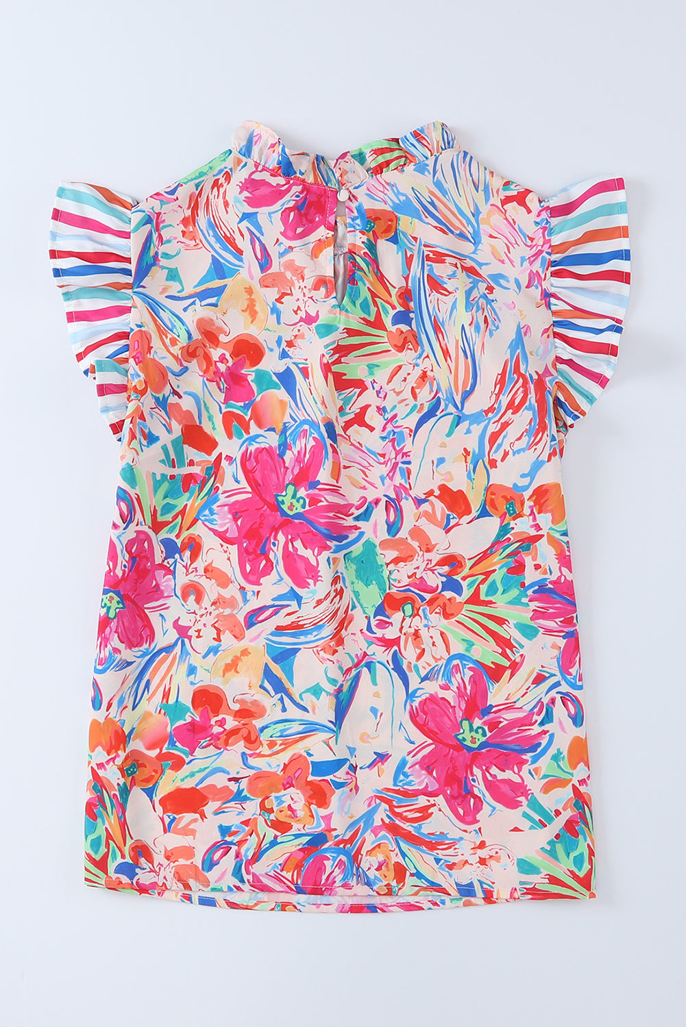 floral round neck butterfly sleeve blouse