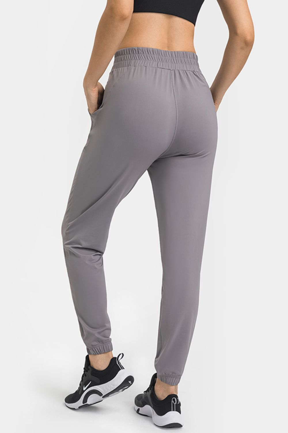 elastic waist yoga joggers with pockets