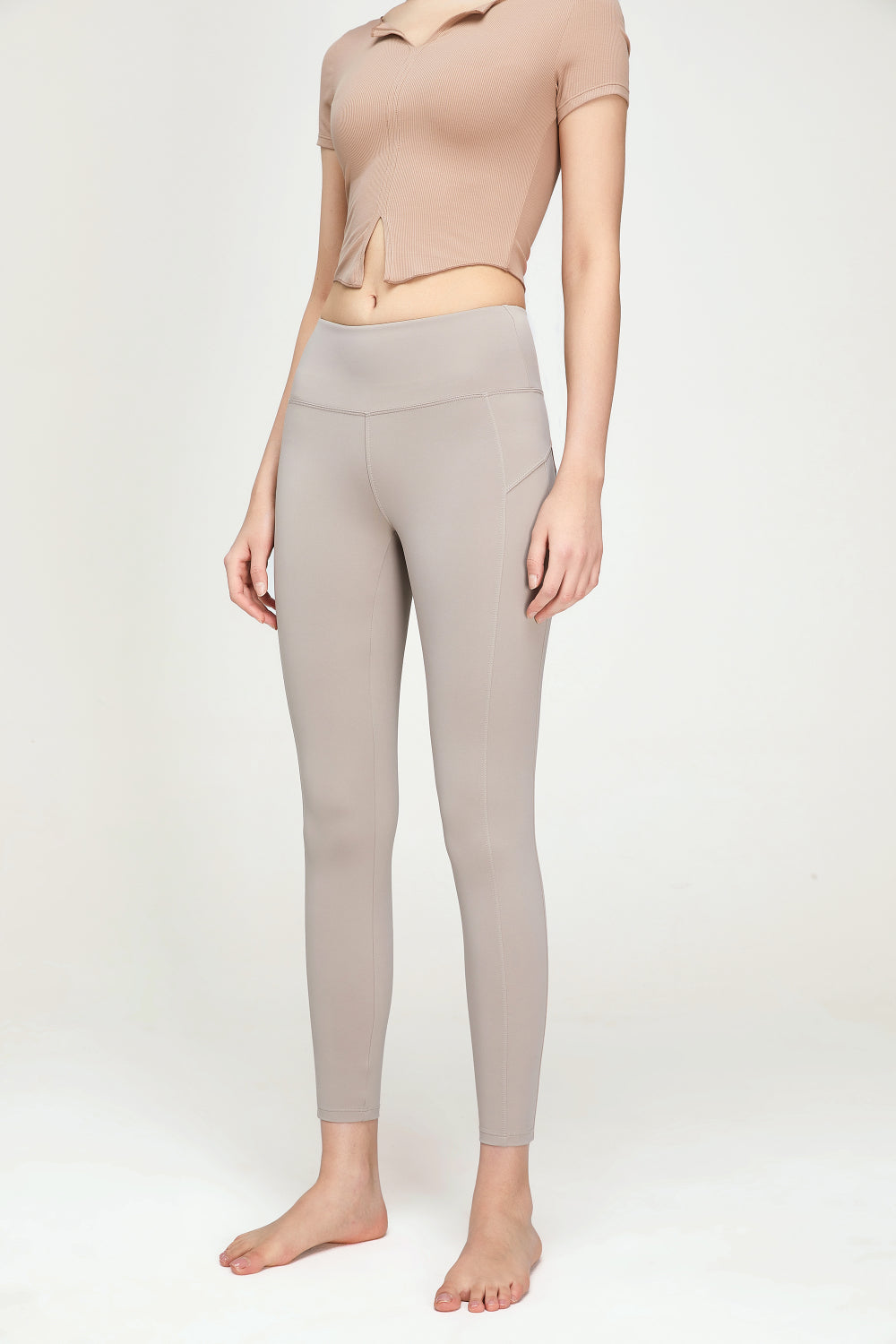 seam detail wide waistband sports leggings