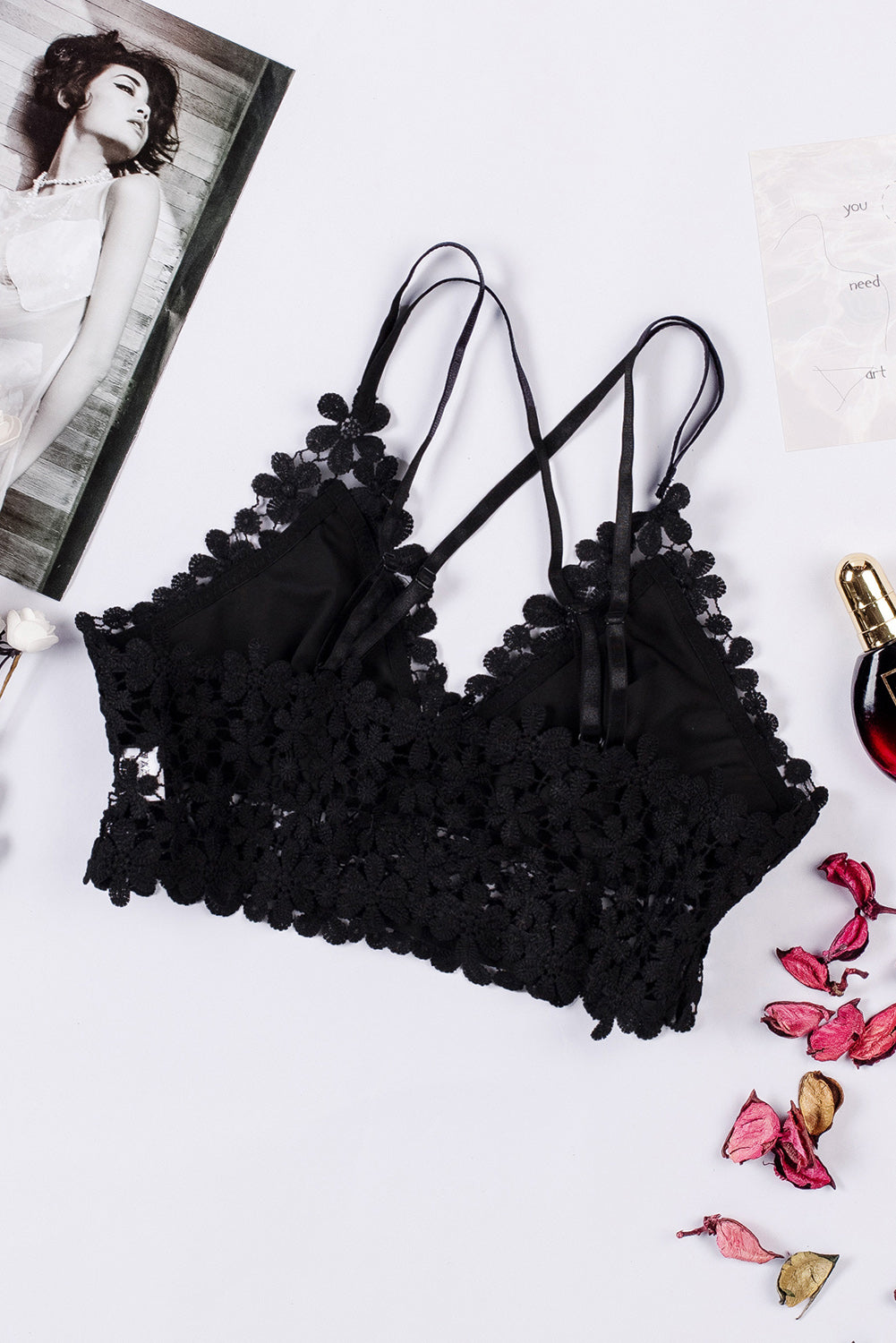 lace crochet crisscross bralette