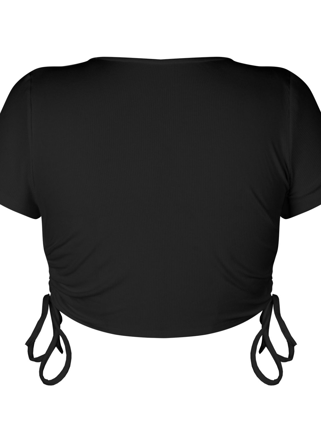 round neck short sleeve drawstring tee