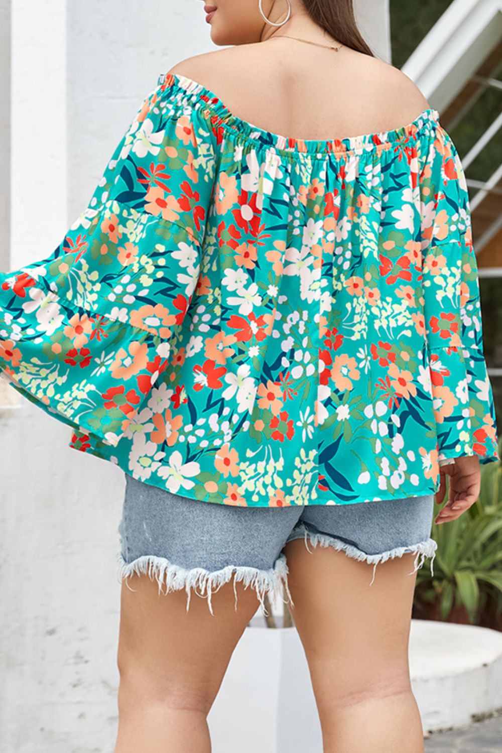 plus size floral off-shoulder blouse