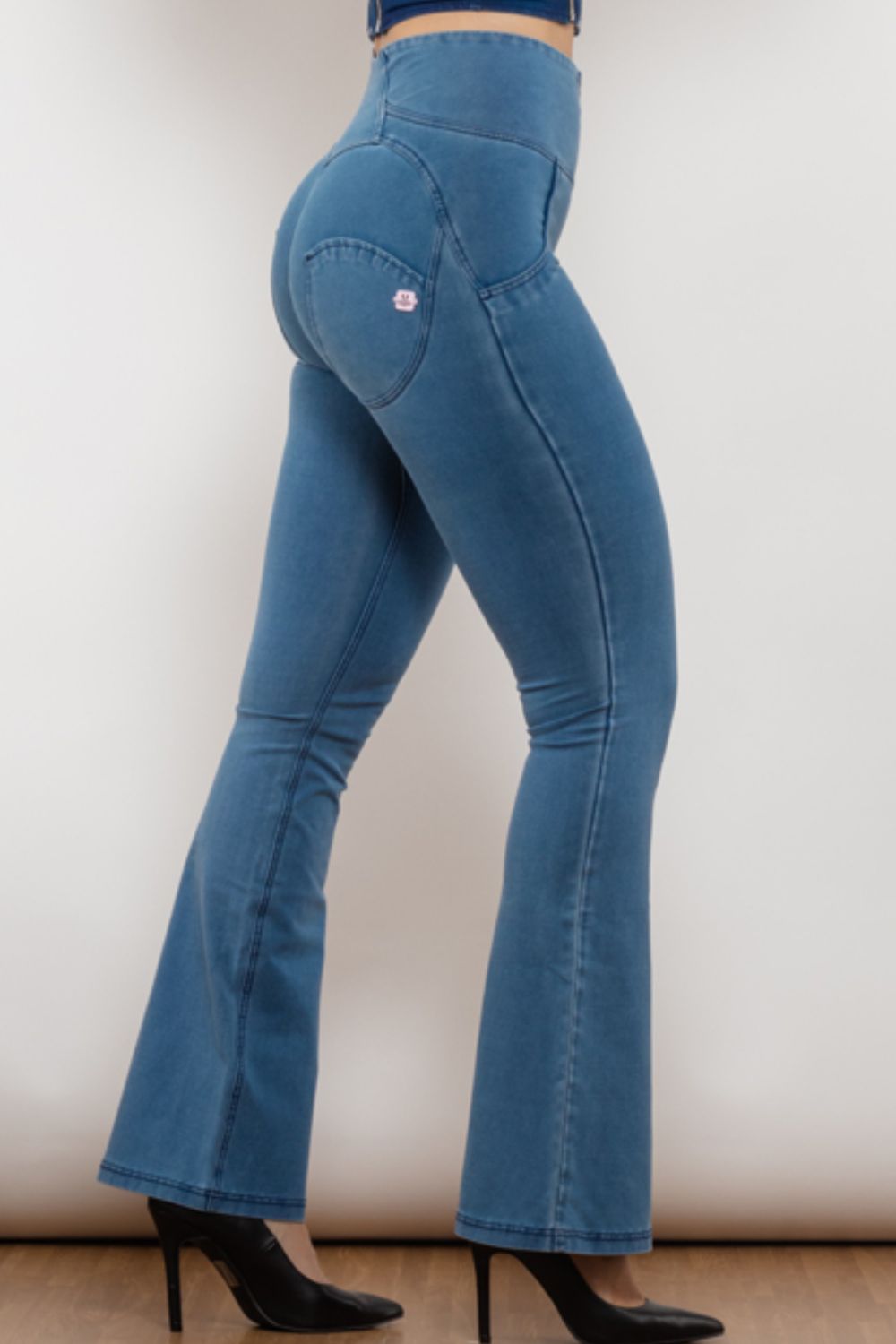 zip detail flare long jeans