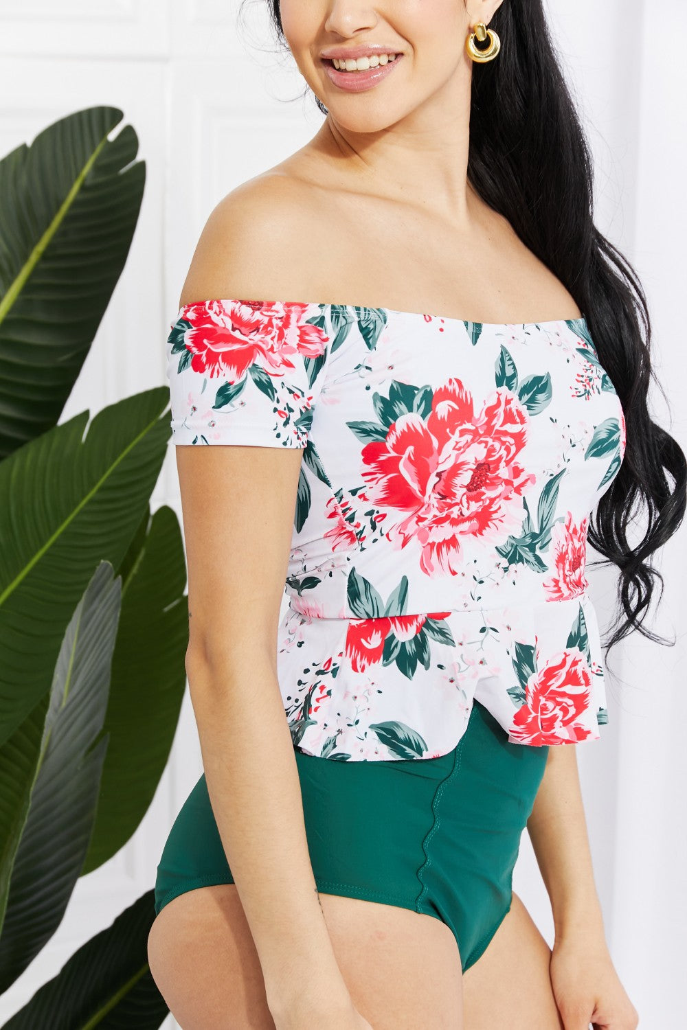 marina west swim coastal cutie off-shoulder swim tankini set