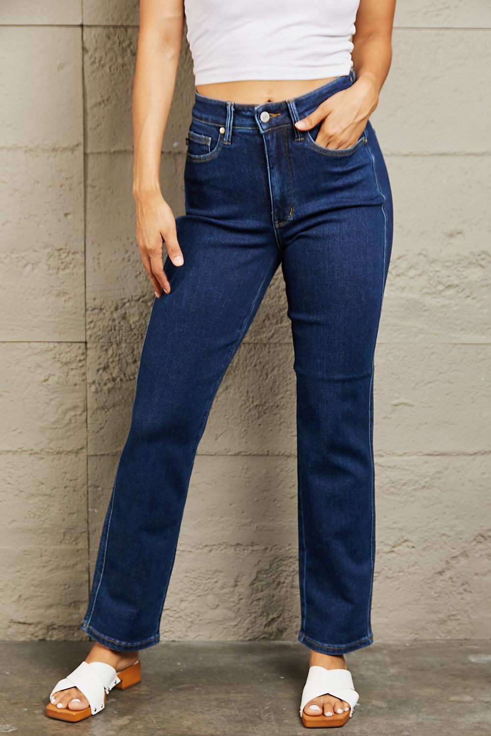 judy blue kailee full size tummy control high waisted straight jeans