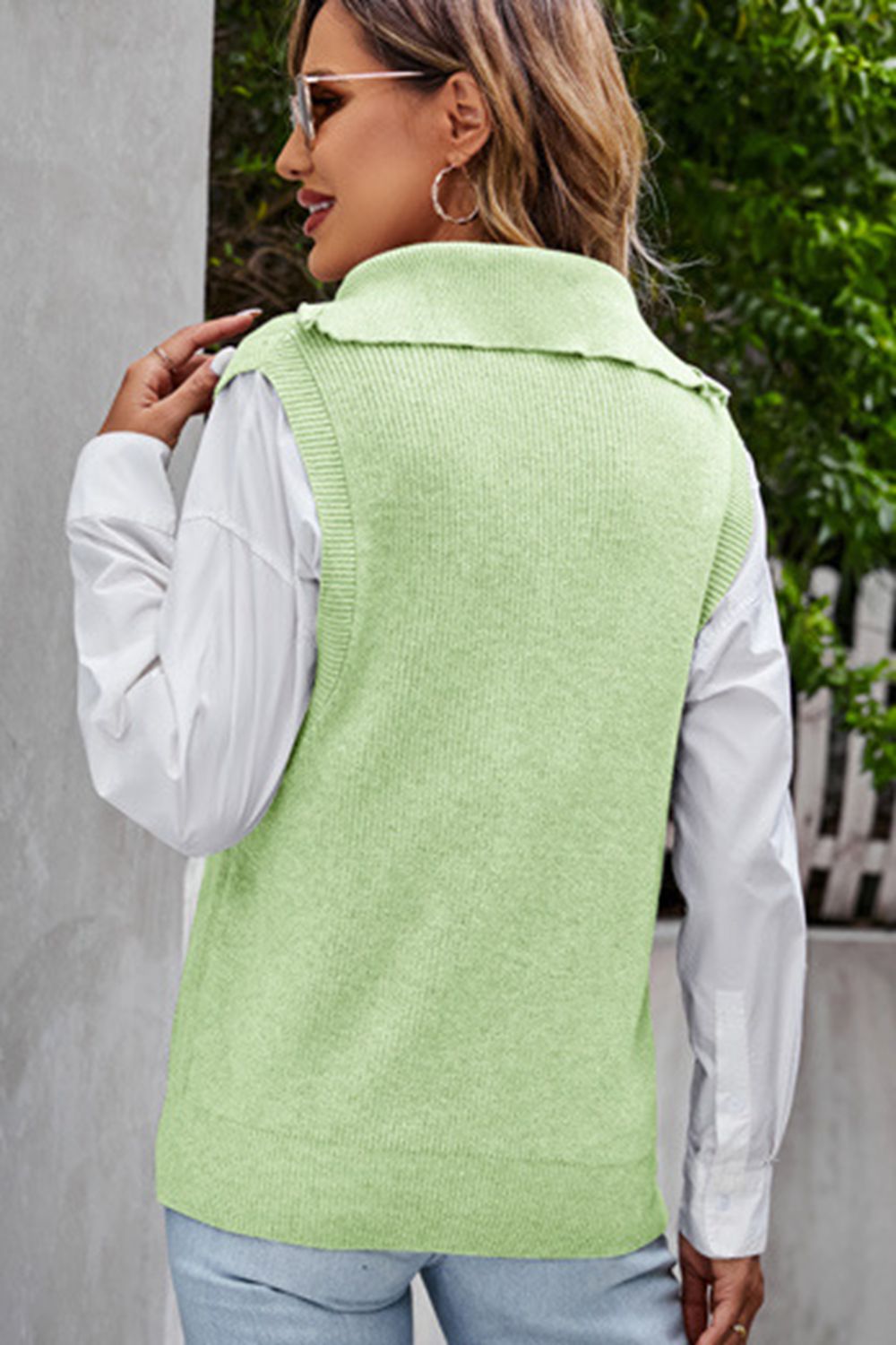 quarter-zip ribbed sweater vest