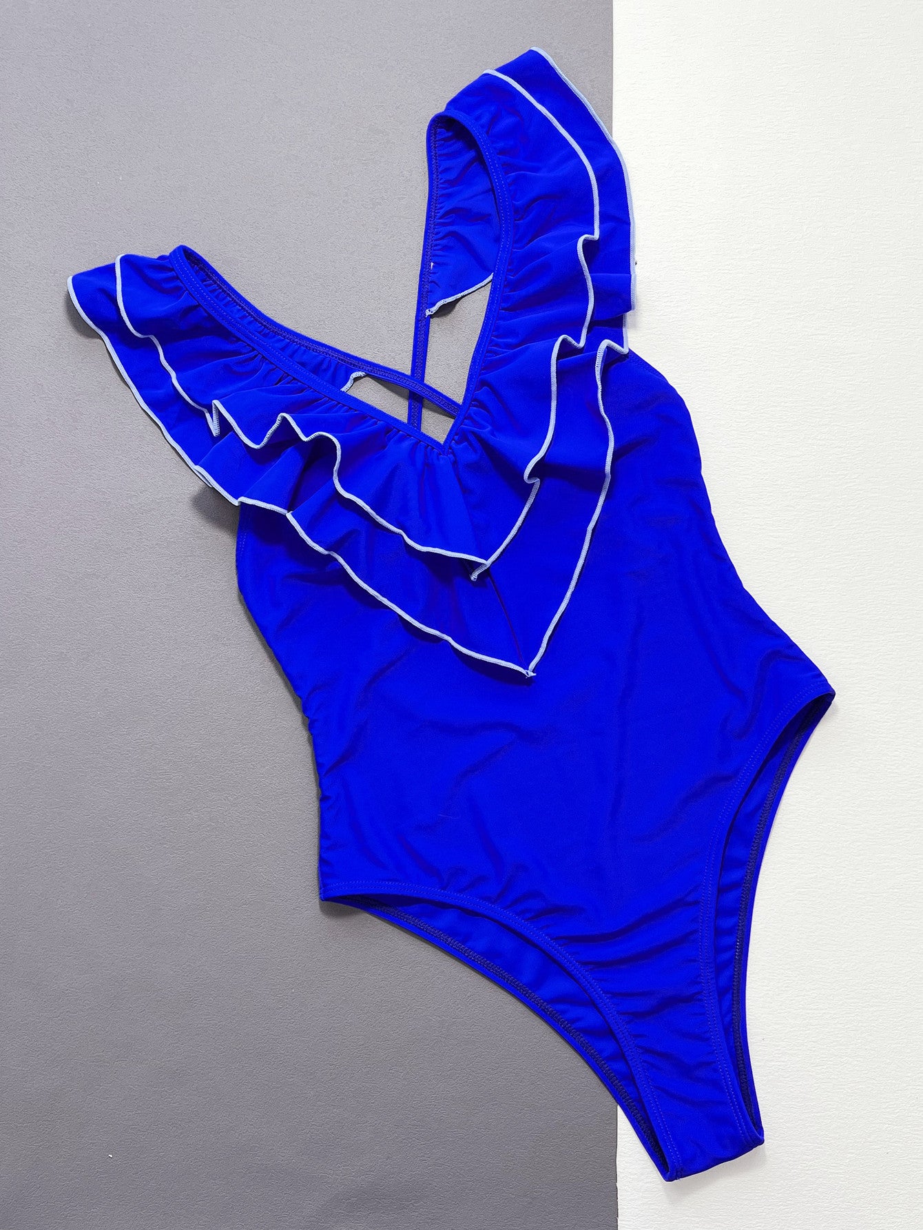 ruffled crisscross backless one-piece swimsuit