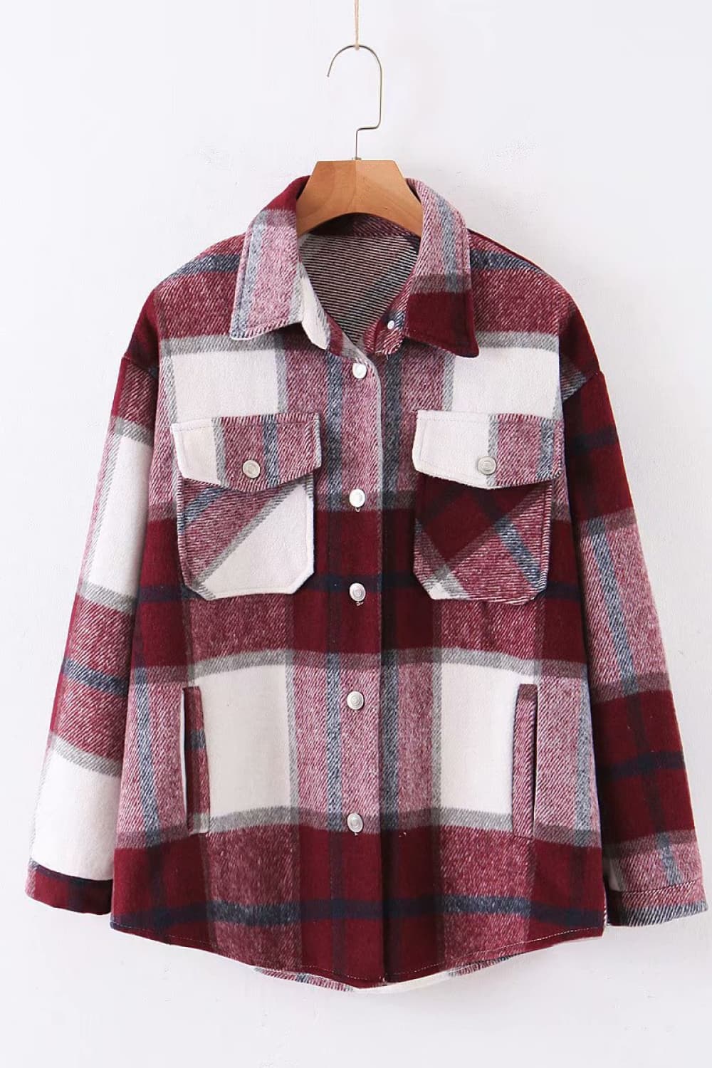 plaid dropped shoulder shirt jacket