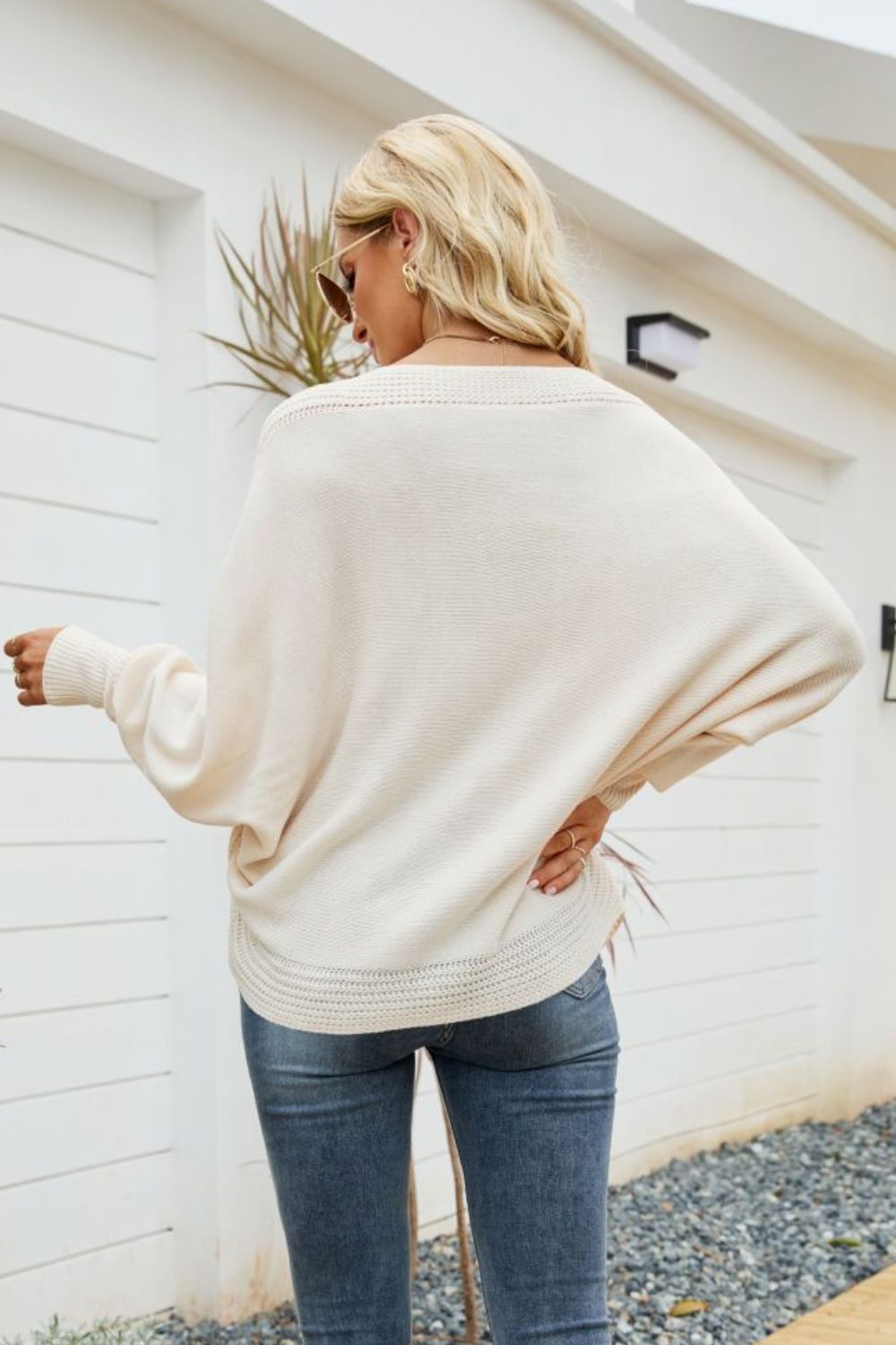 v-neck dolman sleeve sweater