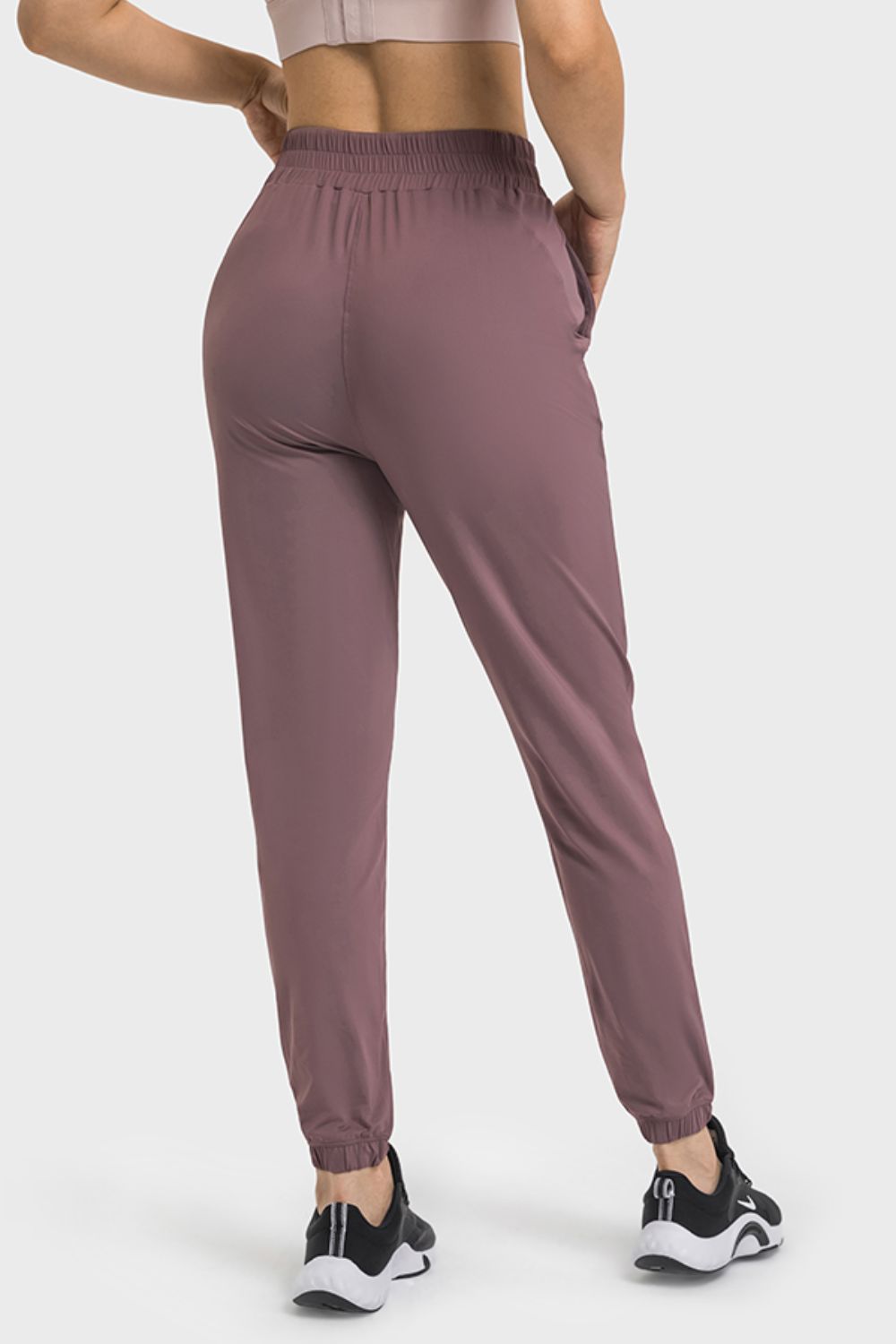 elastic waist yoga joggers with pockets