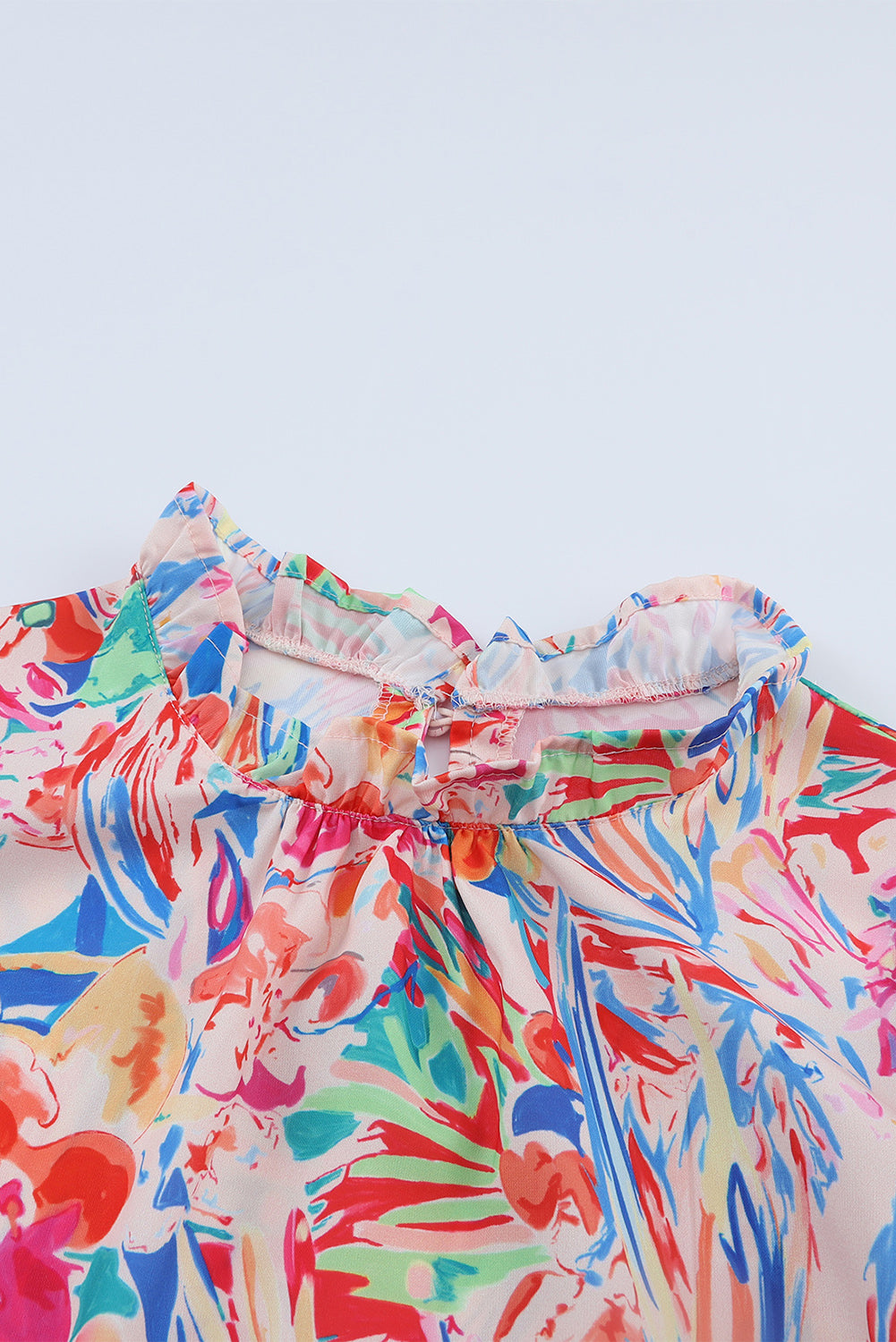 floral round neck butterfly sleeve blouse