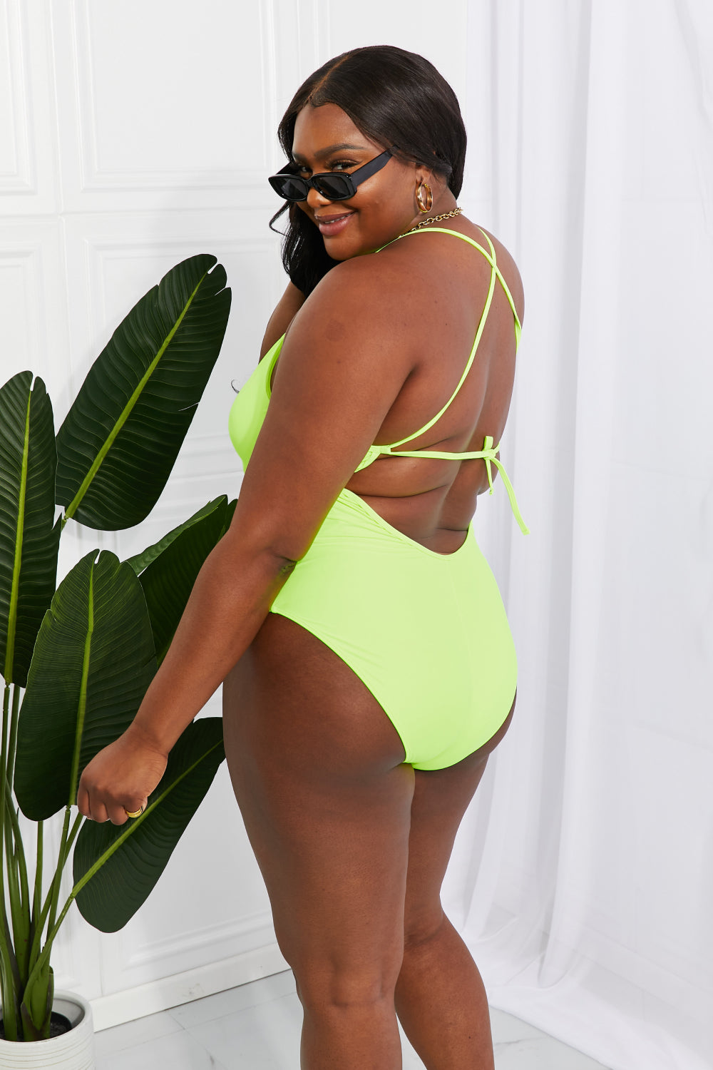 marina west swim high tide one-piece in lemon-lime