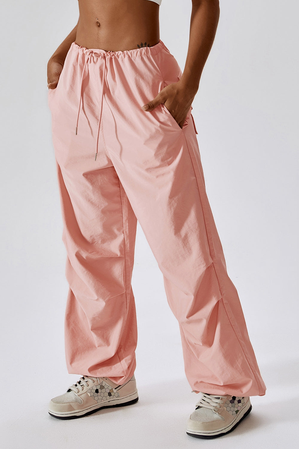 long loose fit pocketed sports pants