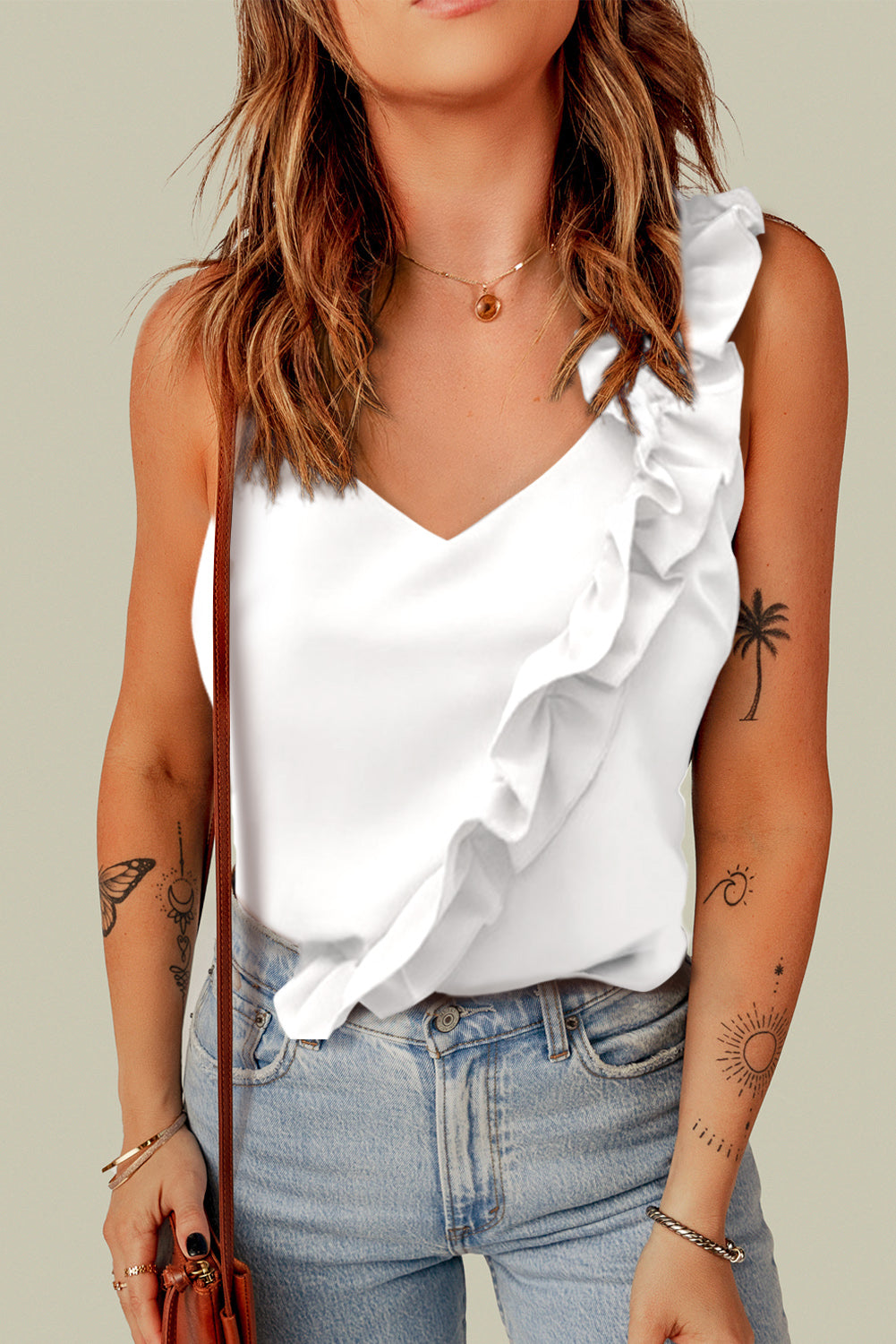 ruffled v-neck tank