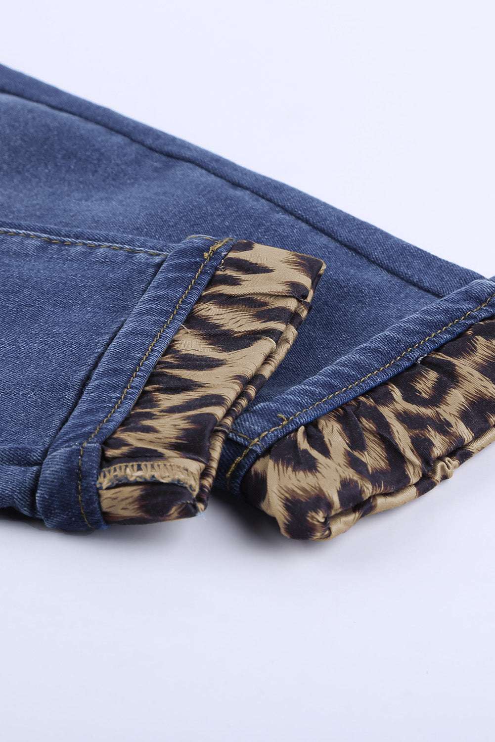 baeful leopard patchwork distressed jeans