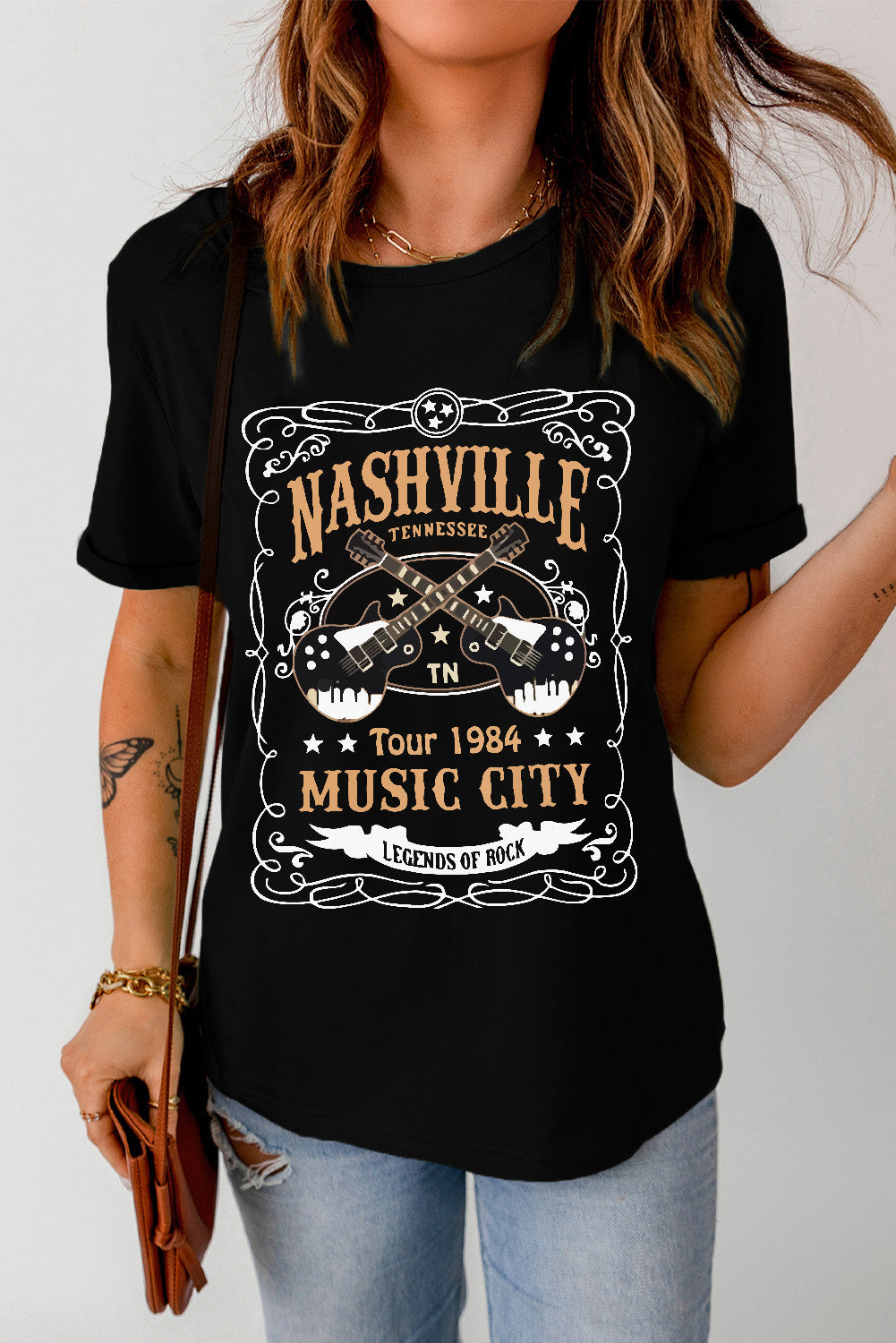 nashville music city graphic tee shirt