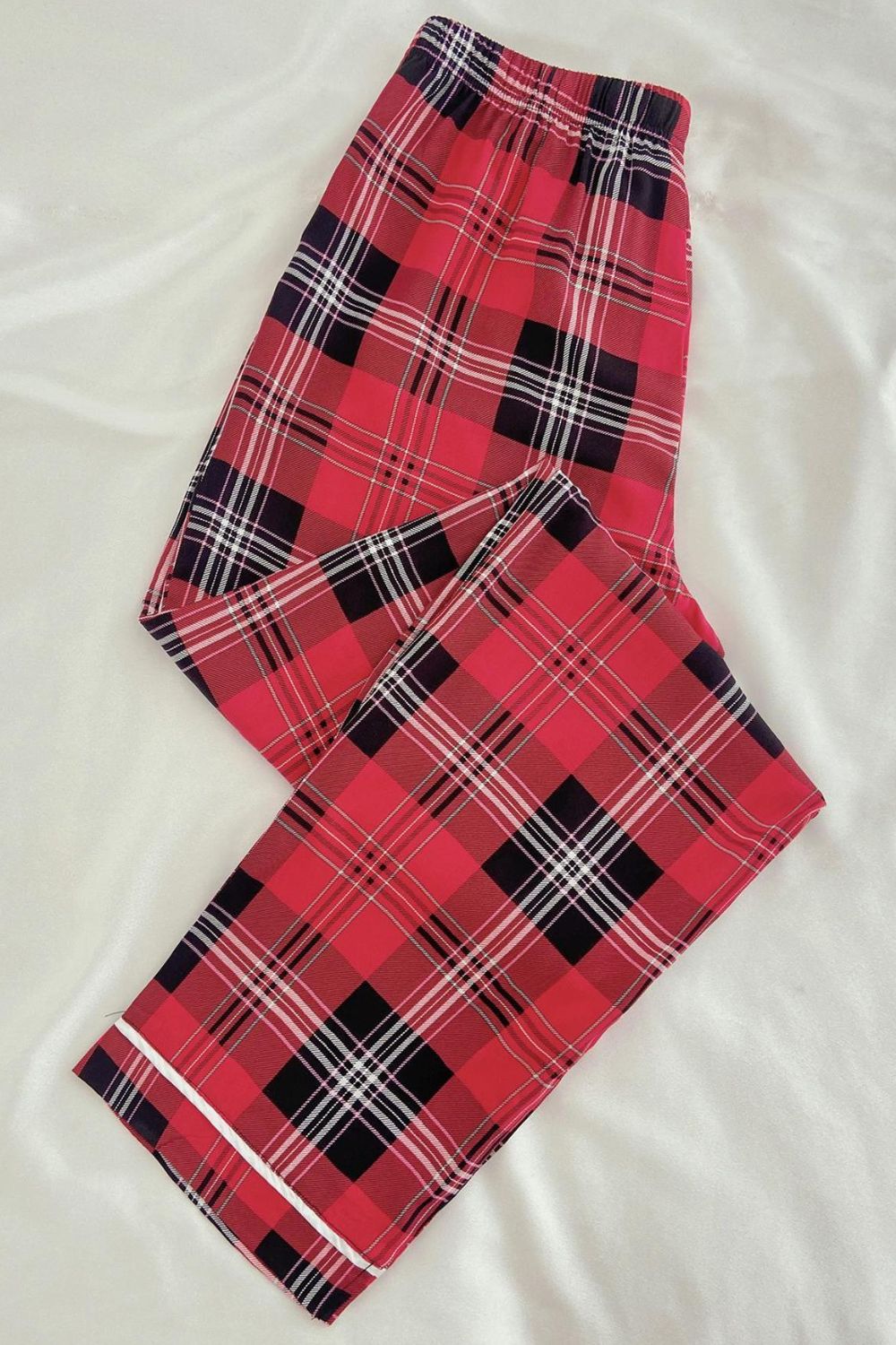 plaid tied loungewear pants