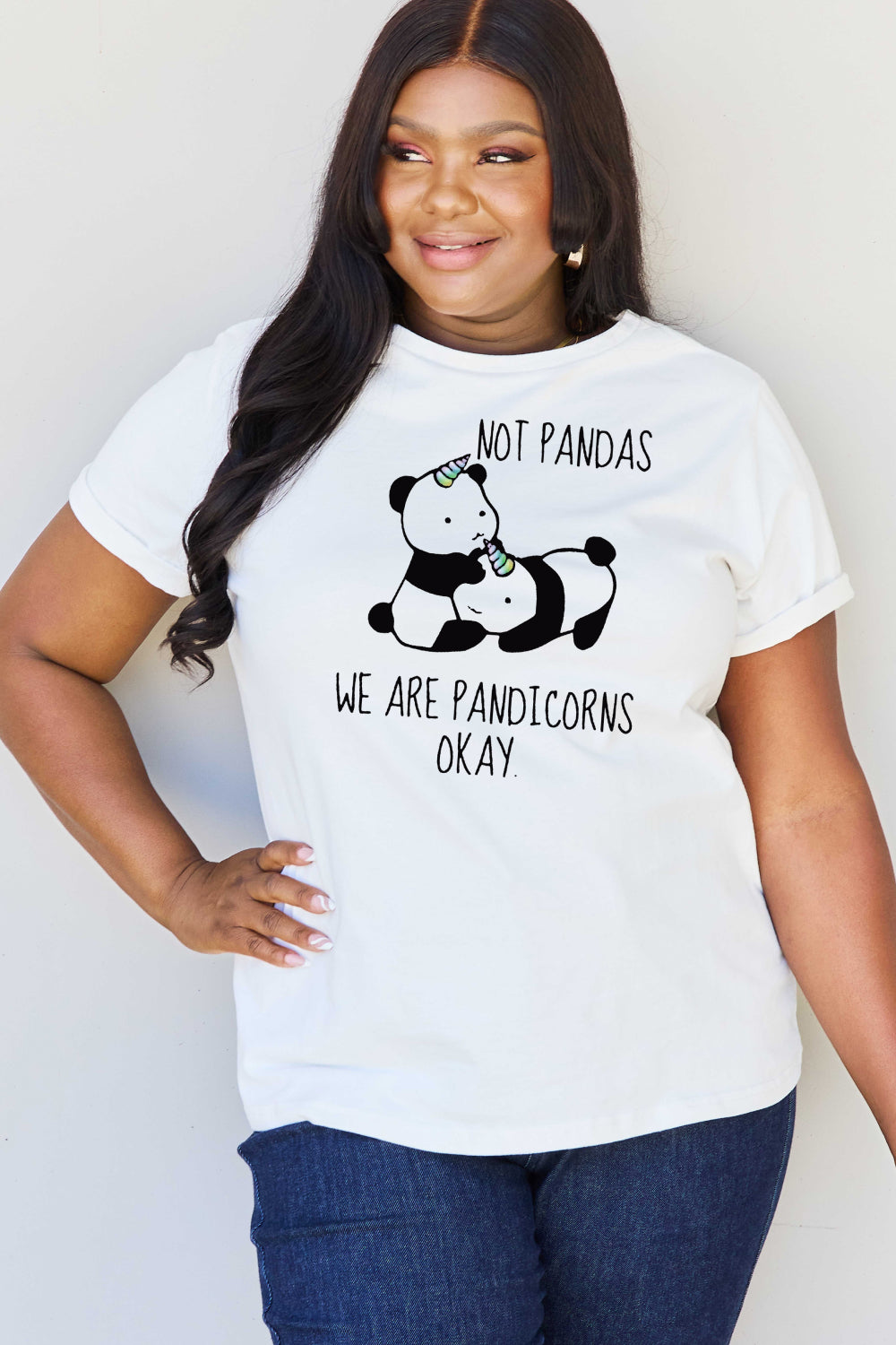 simply love full size  pandicorn graphic cotton t-shirt