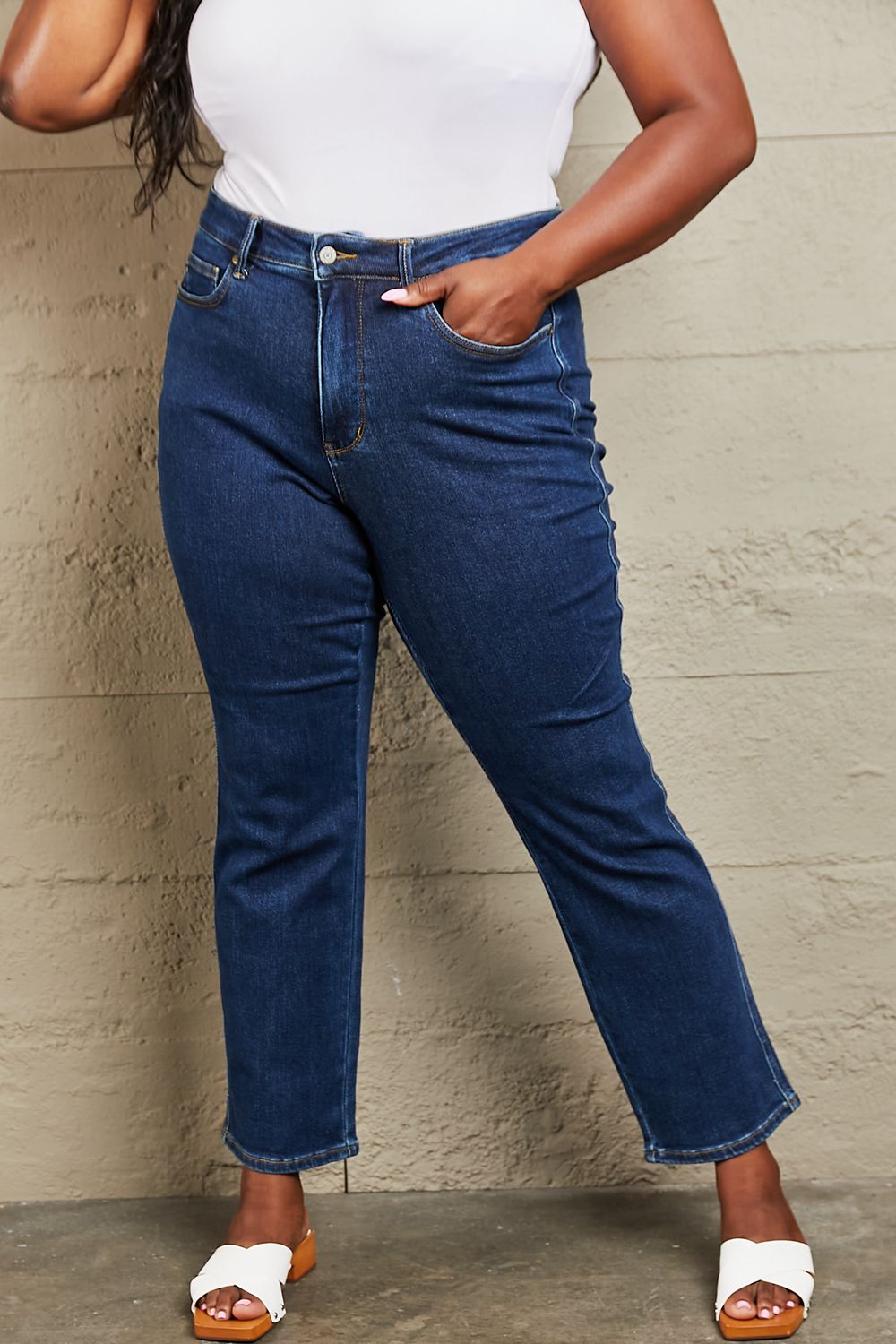 judy blue kailee full size tummy control high waisted straight jeans