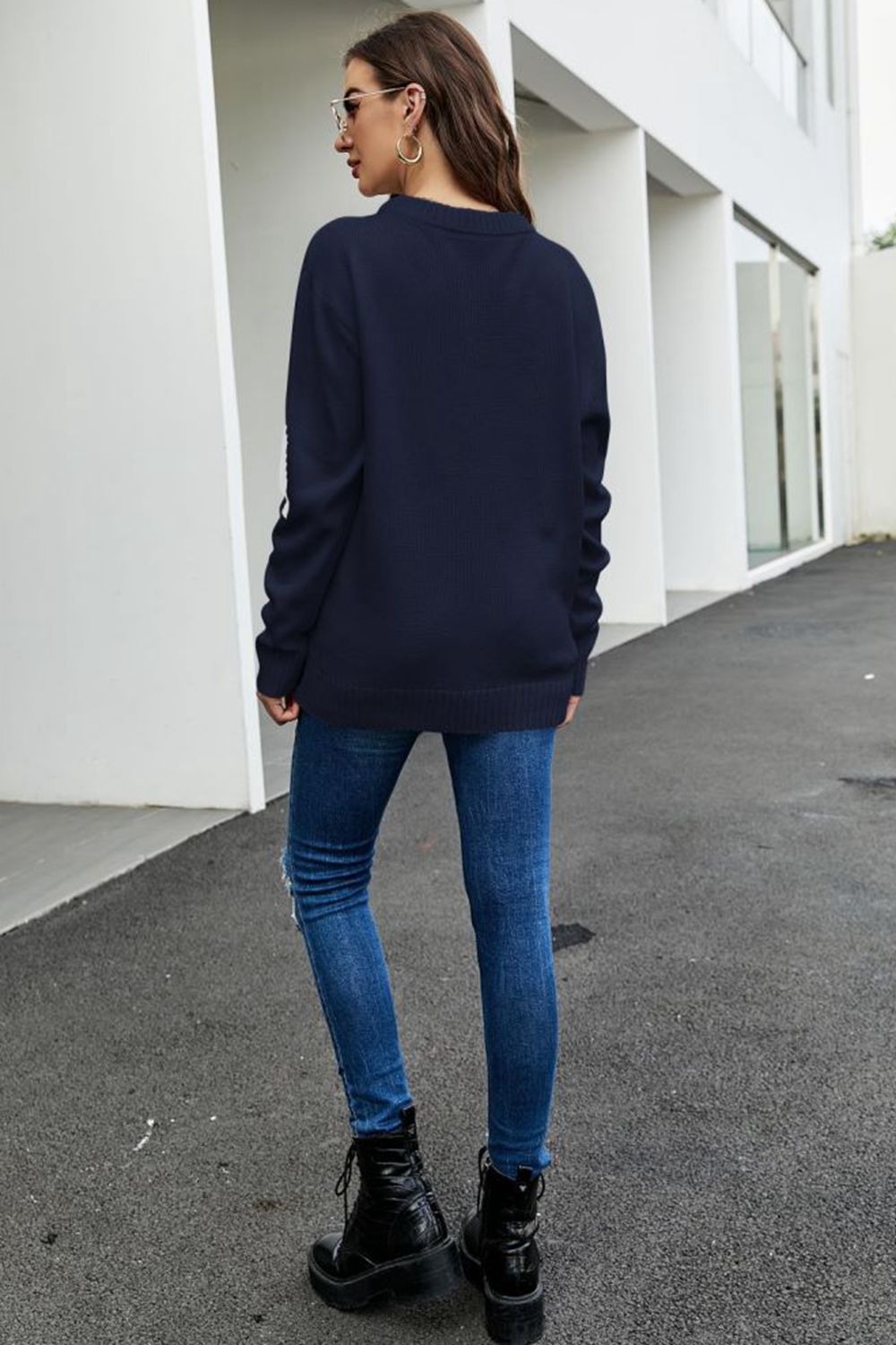 round neck dropped shoulder sweater