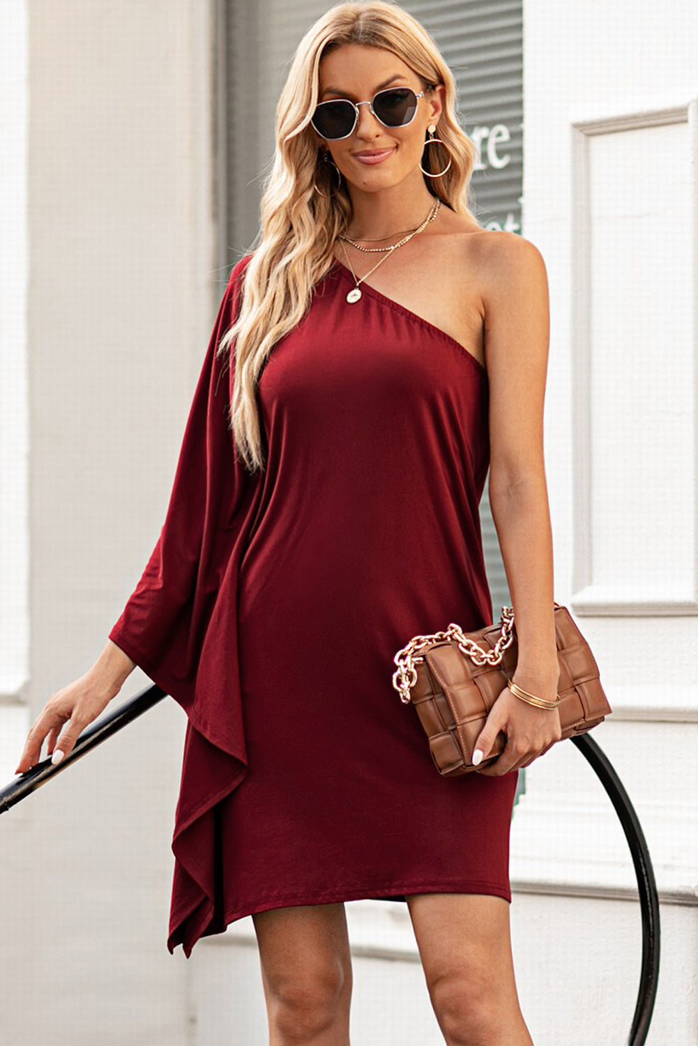 one shoulder statement dress