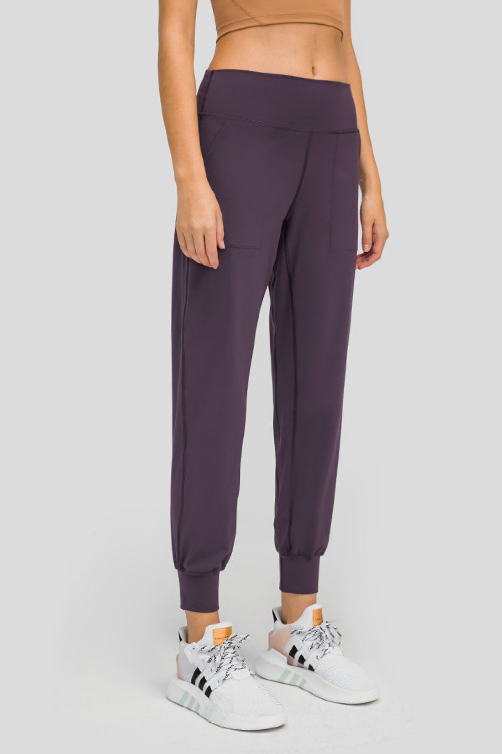 wide waistband slant pocket pants