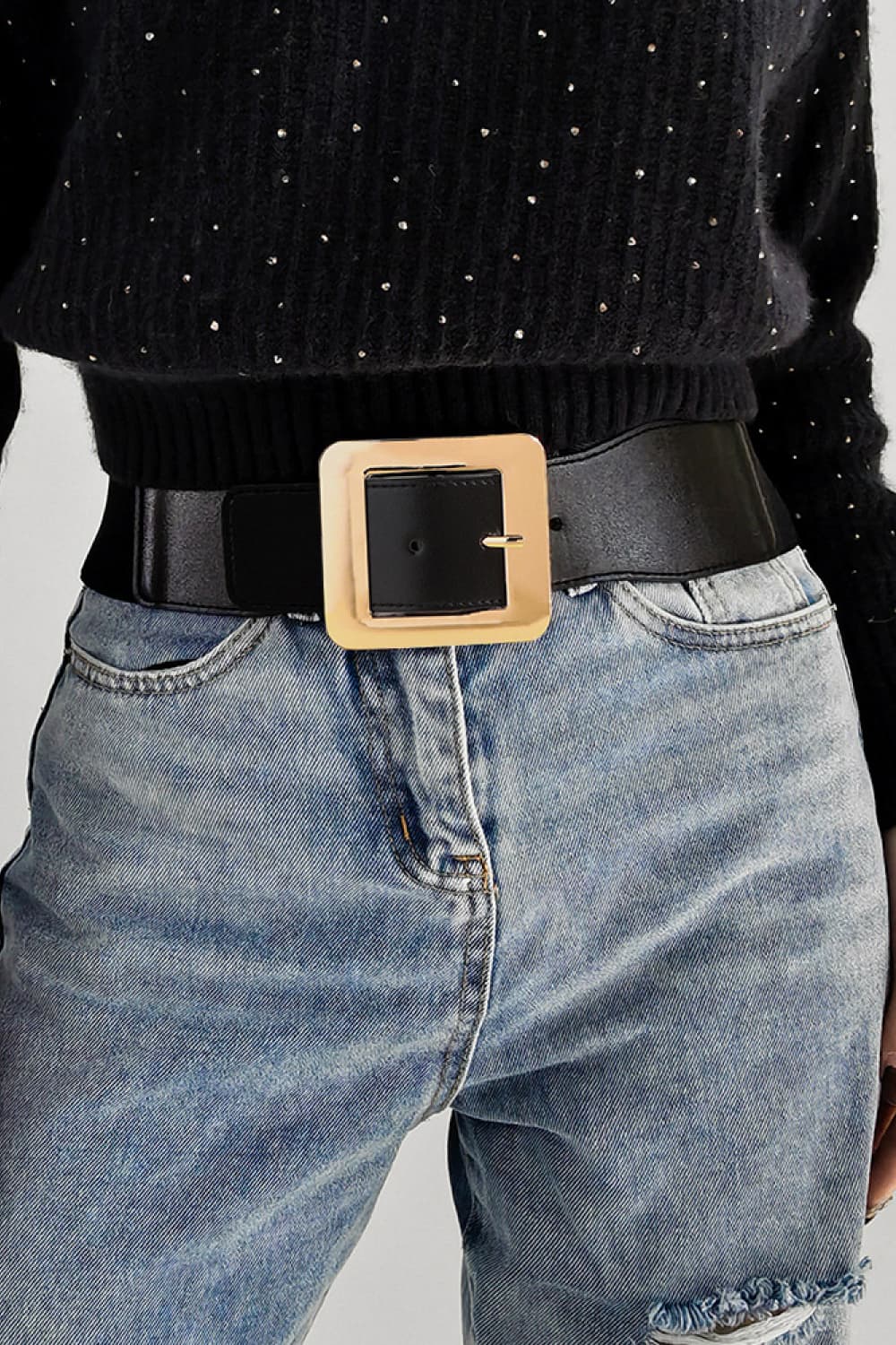 alloy buckle pu leather belt