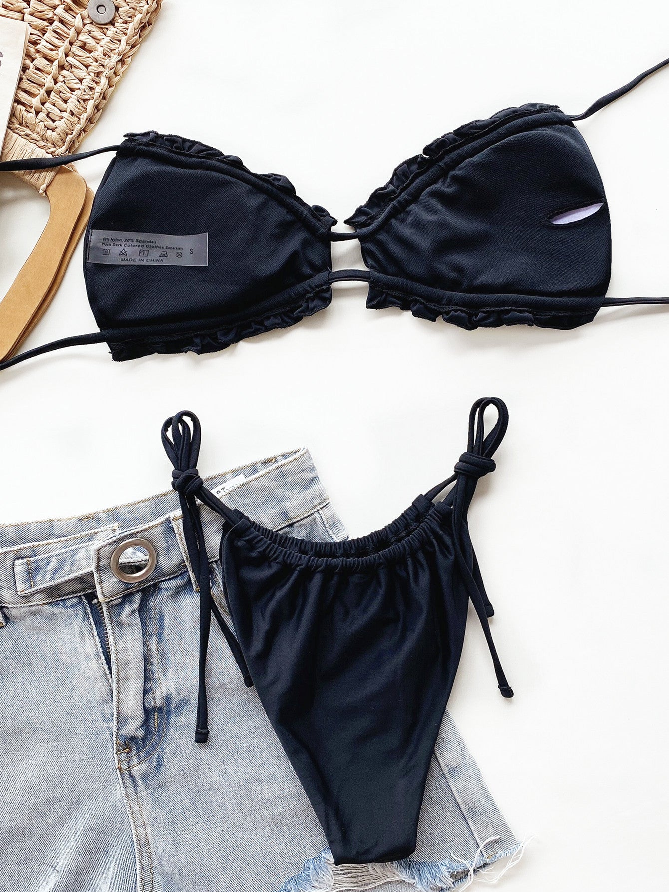 frill trill halter neck bikini set