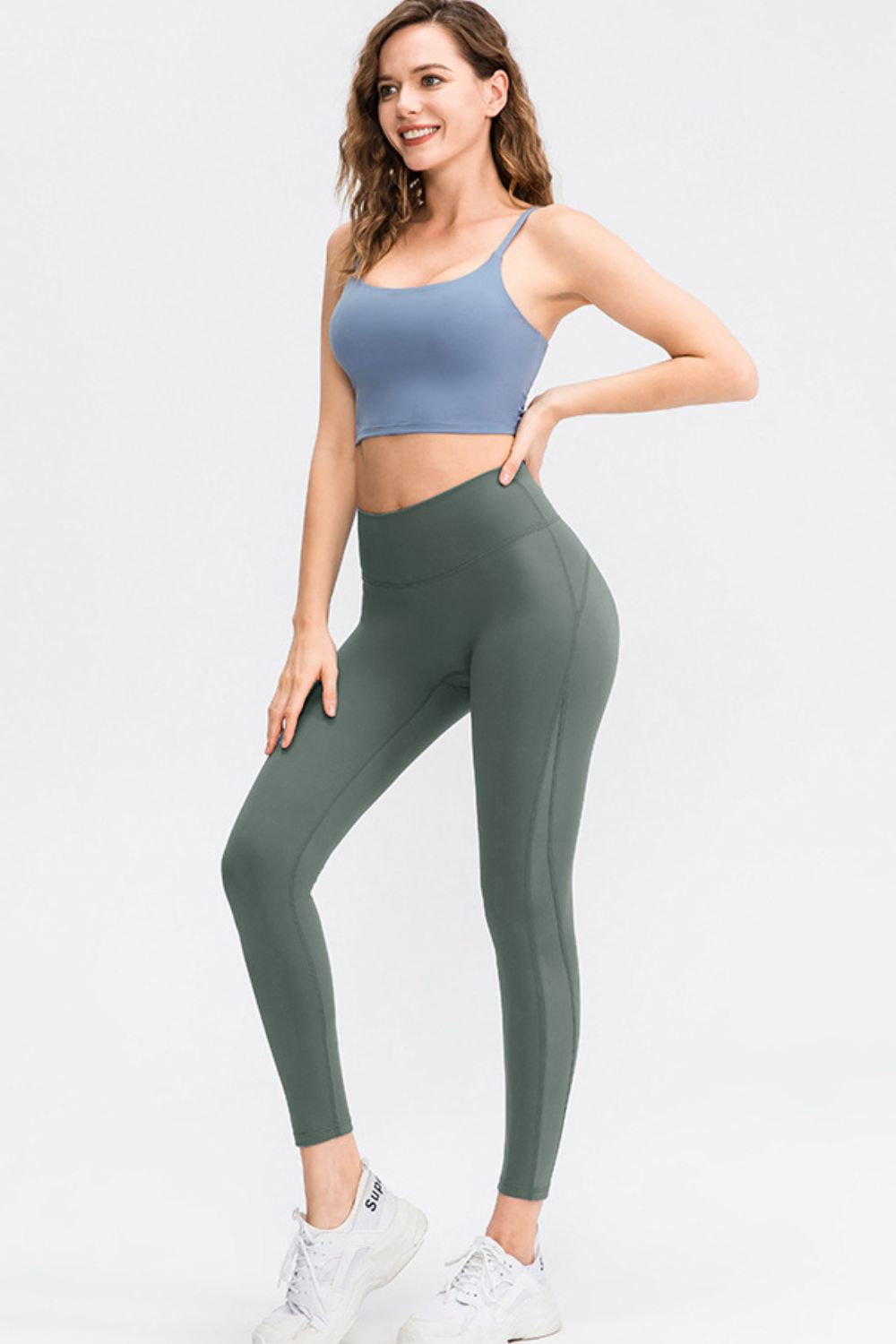 wide waistband slim fit long sports pants