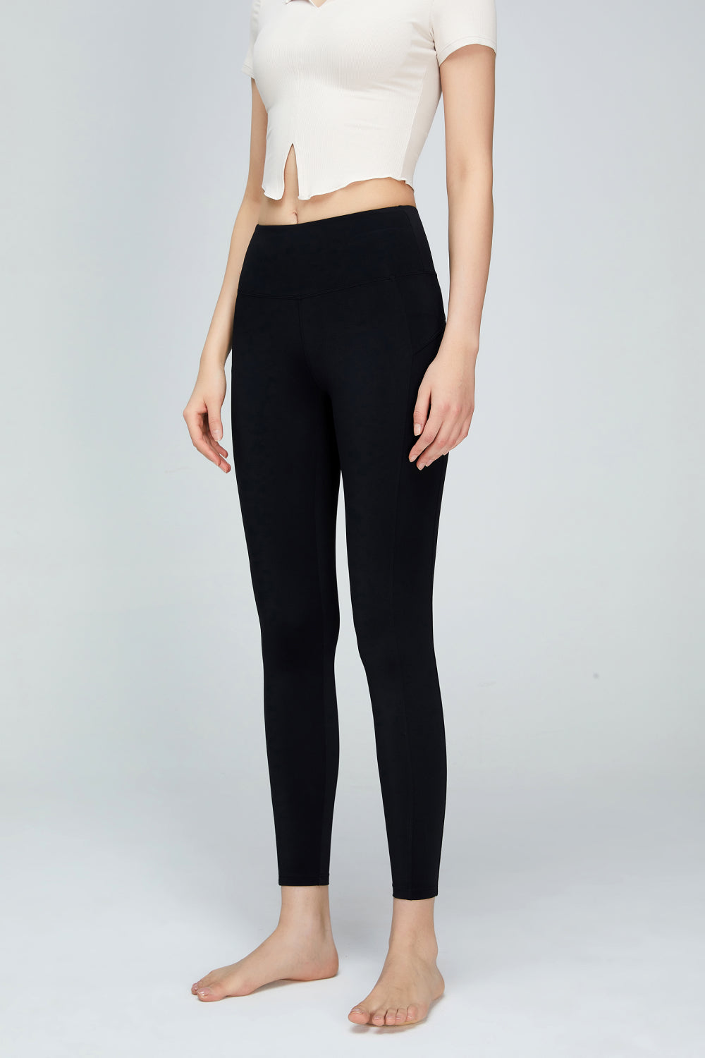 seam detail wide waistband sports leggings