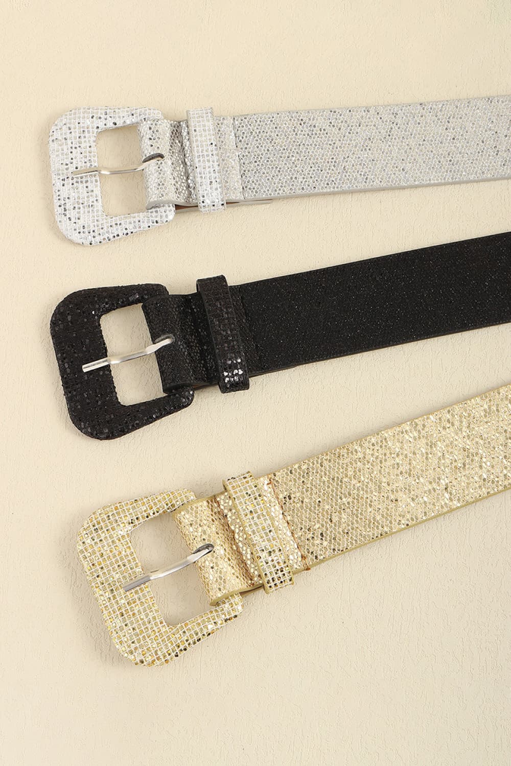 glitter pu leather belt