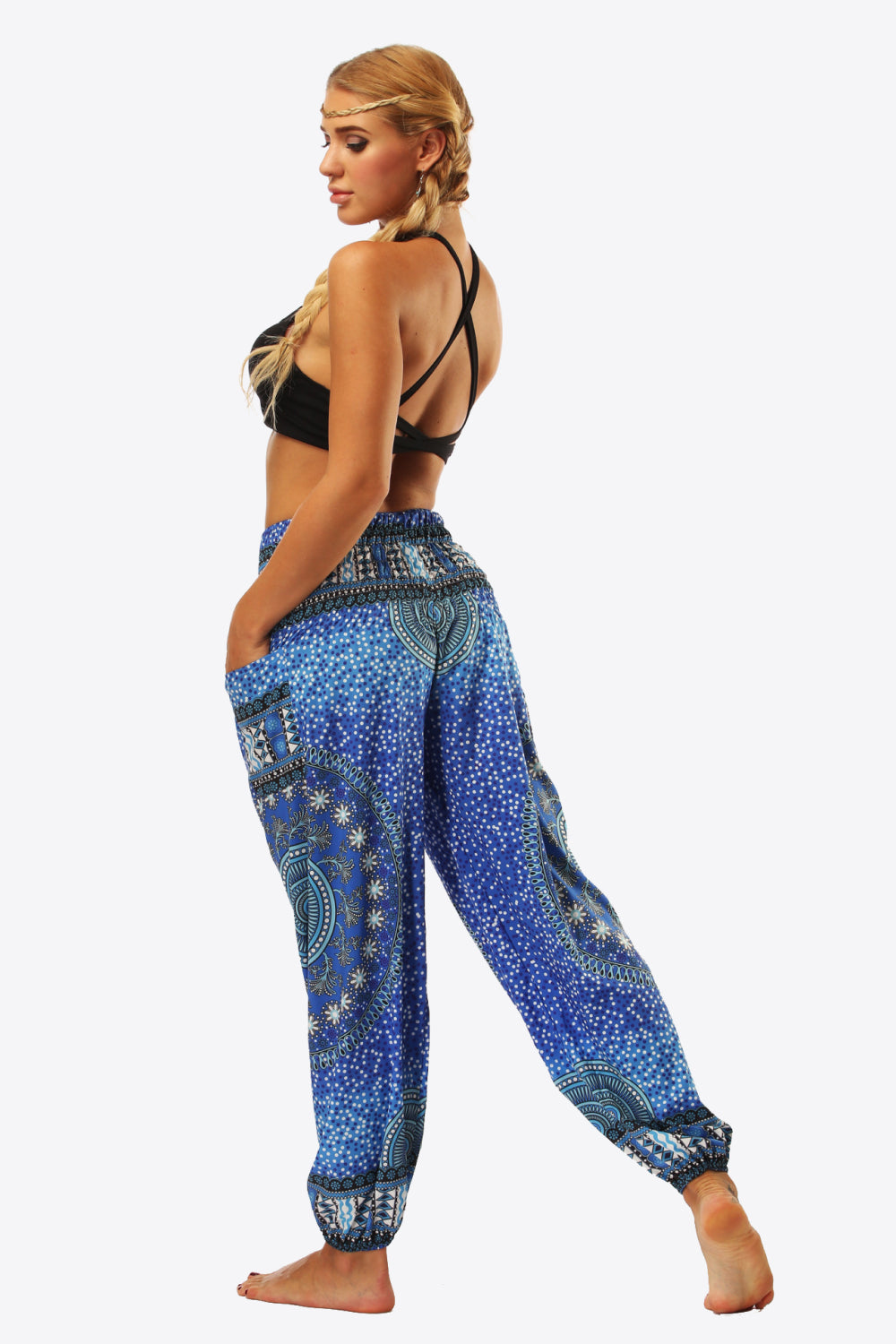 printed high-waist pants