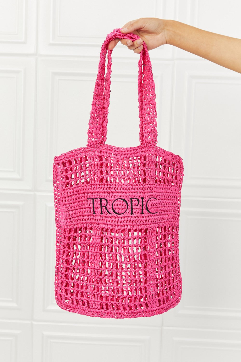 fame tropic babe staw tote bag