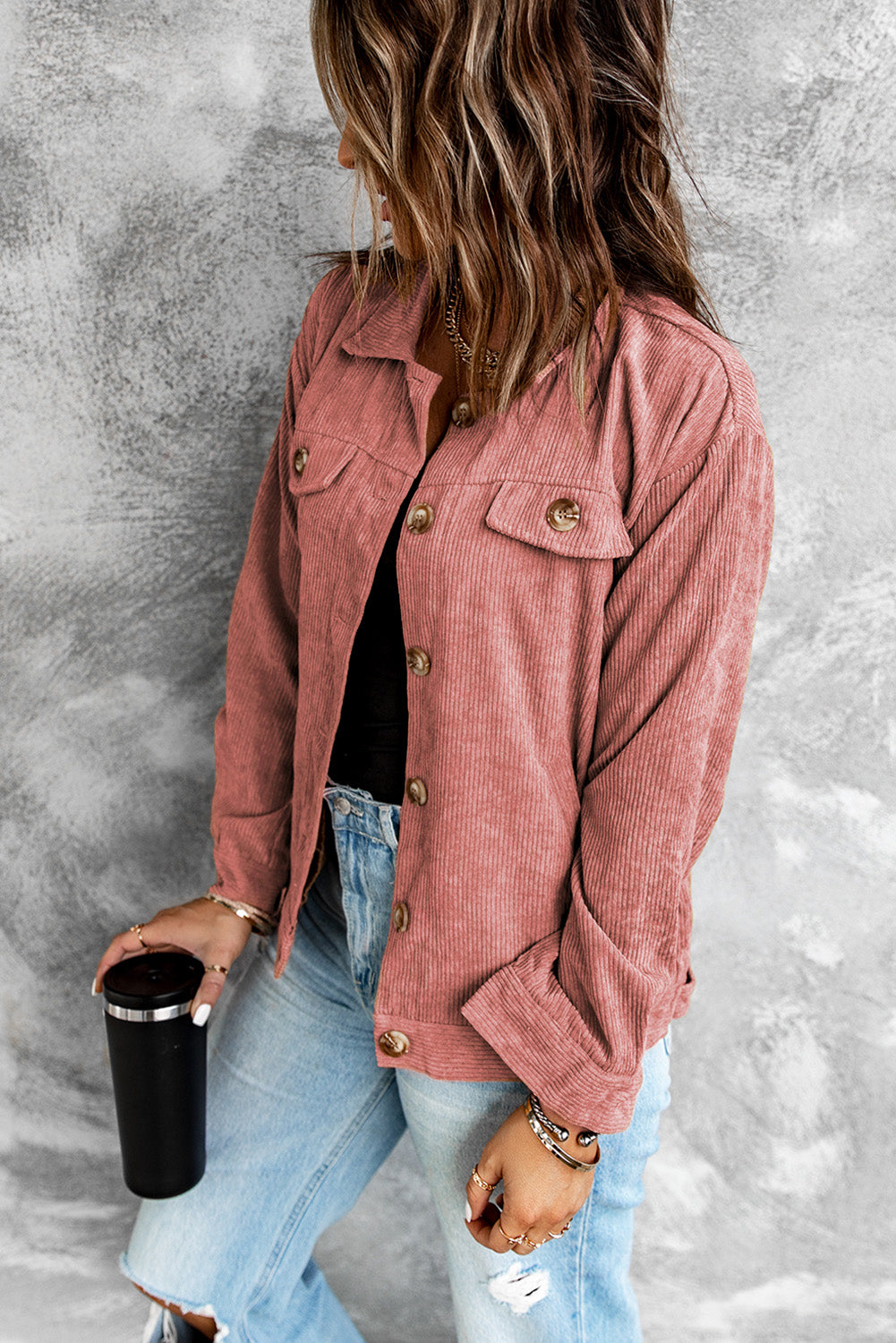 corduroy long sleeve jacket