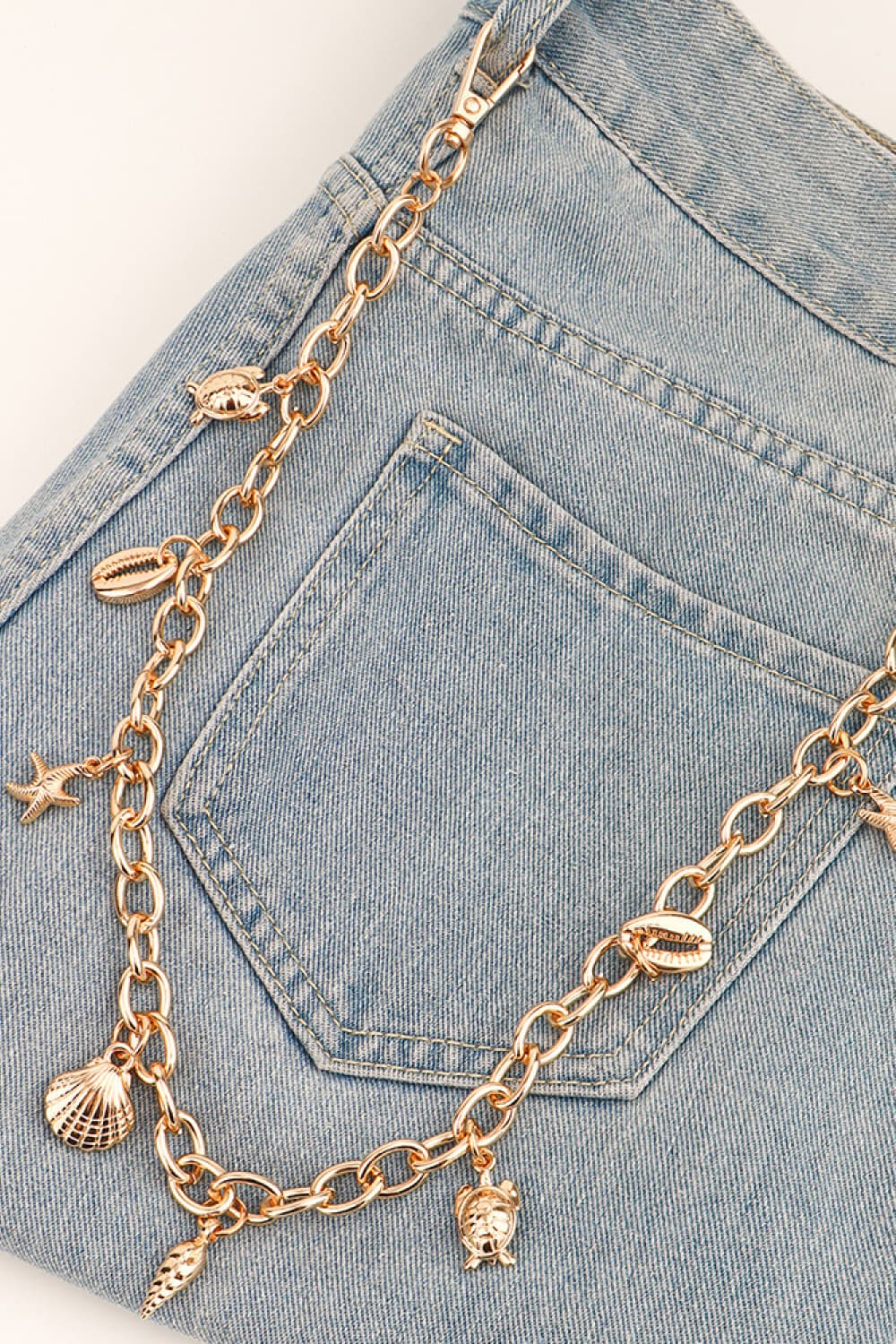 sea element charm iron chain belt