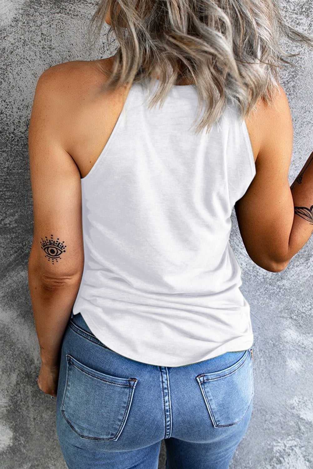 floral graphic grecian neck tank