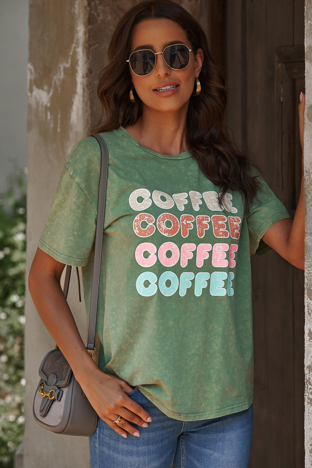 coffee graphic round neck tee