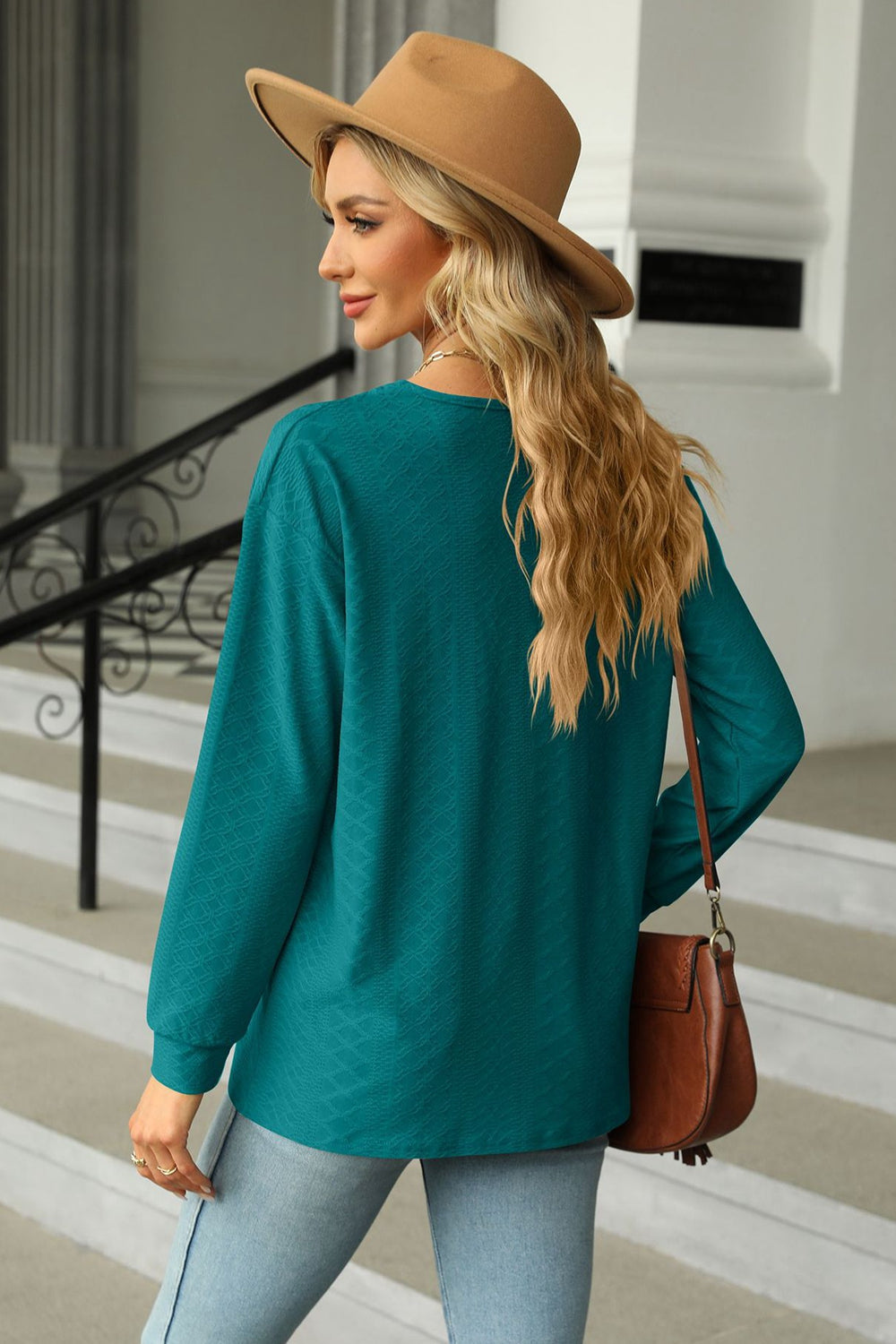 v-neck long sleeve blouse