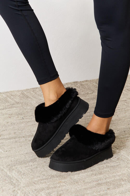 legend footwear furry chunky platform ankle boots