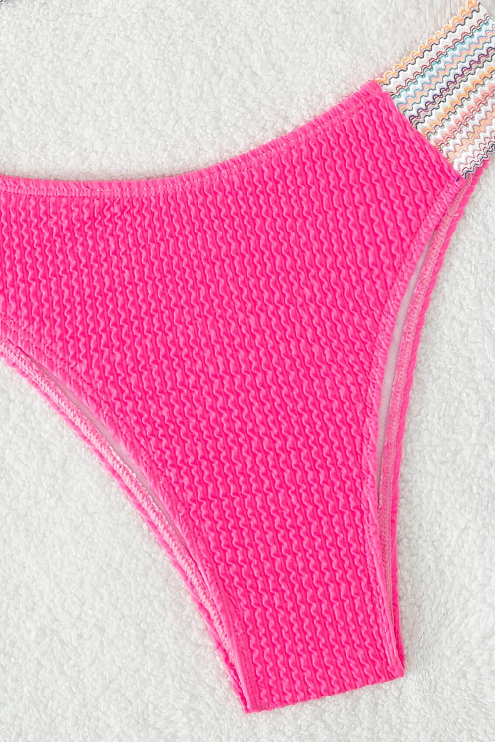 contrast textured high cut swim set